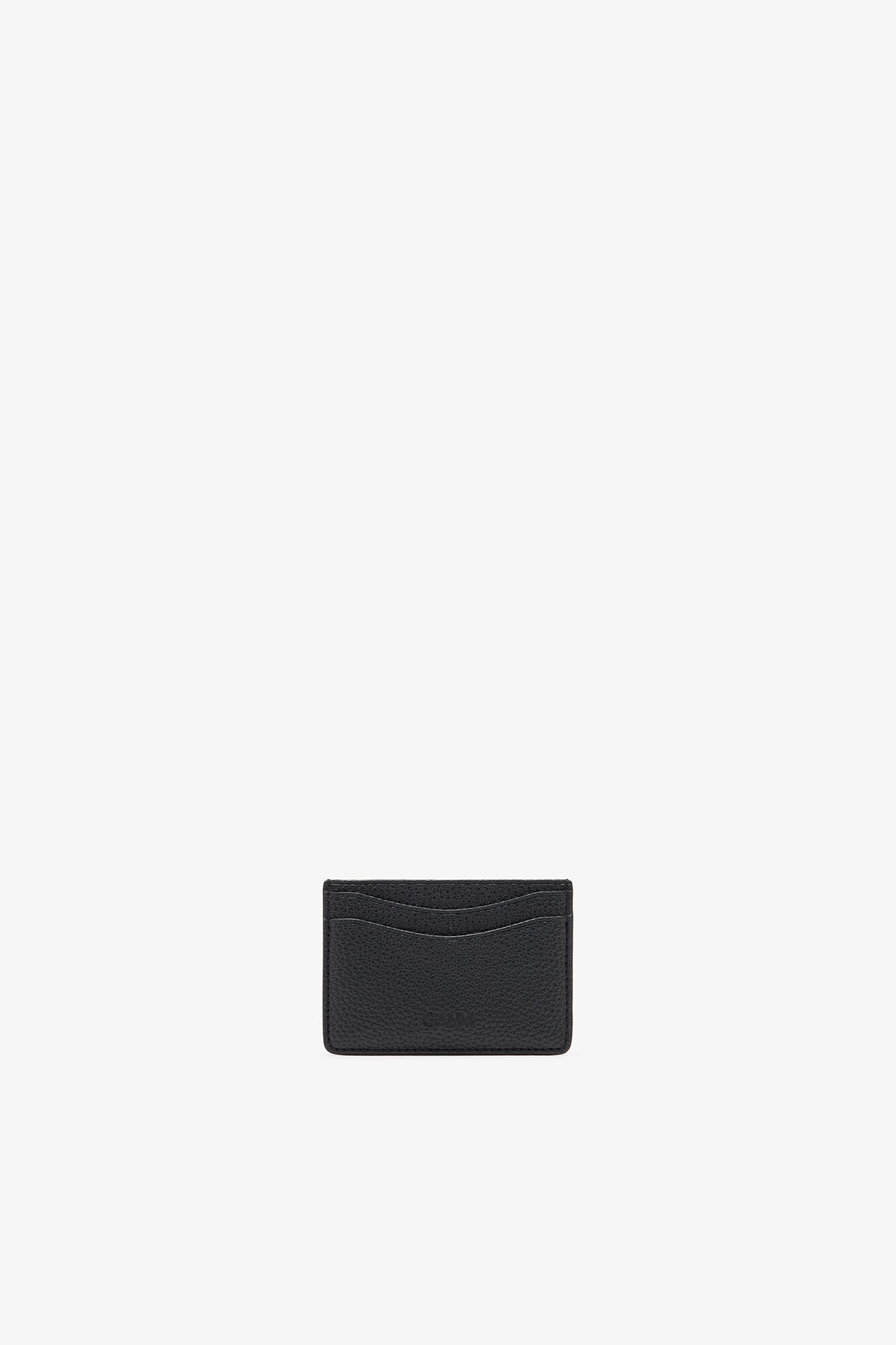 Black Card Holder in Grained Black - GANNI