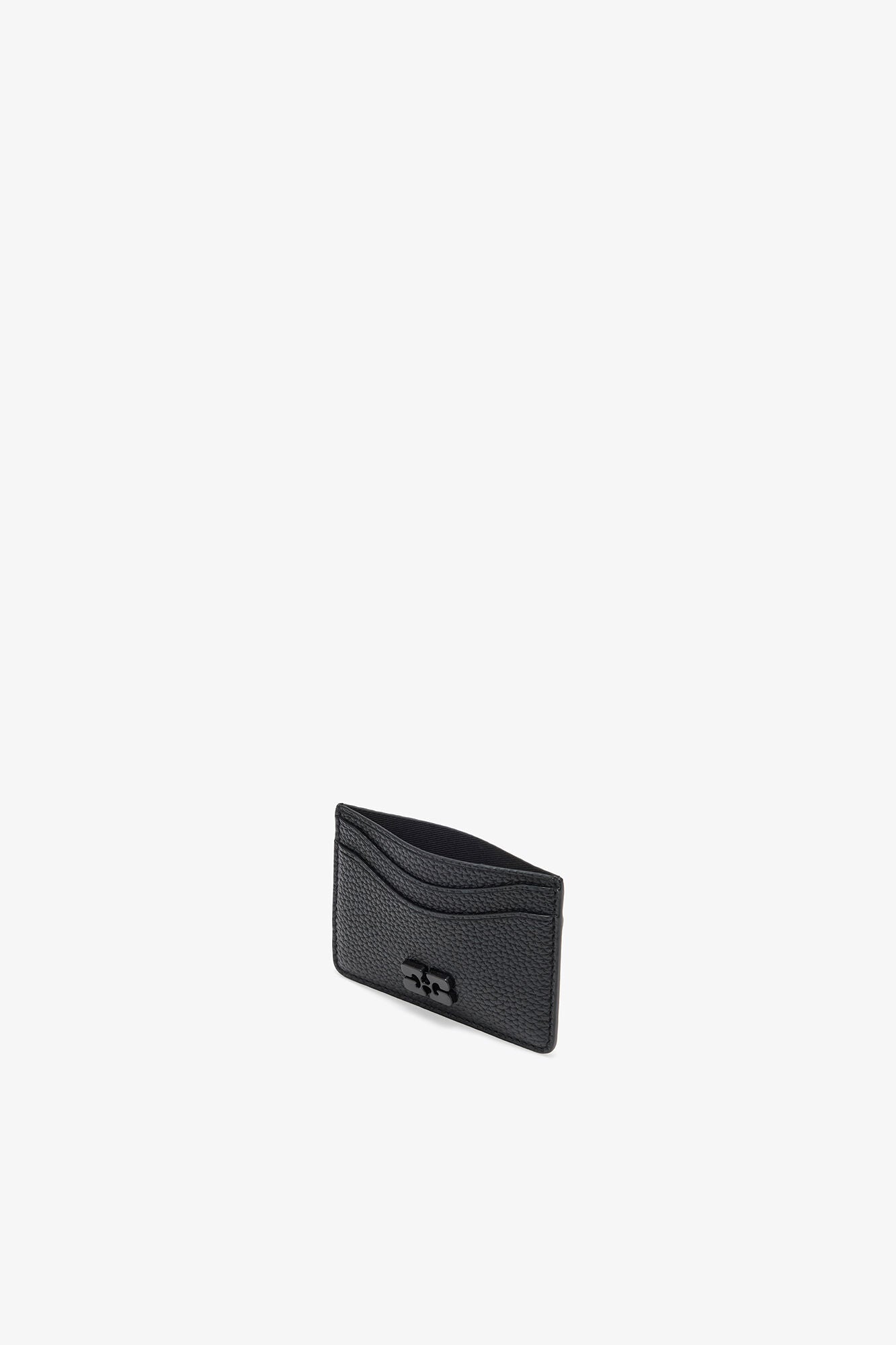 Black Card Holder in Grained Black - GANNI