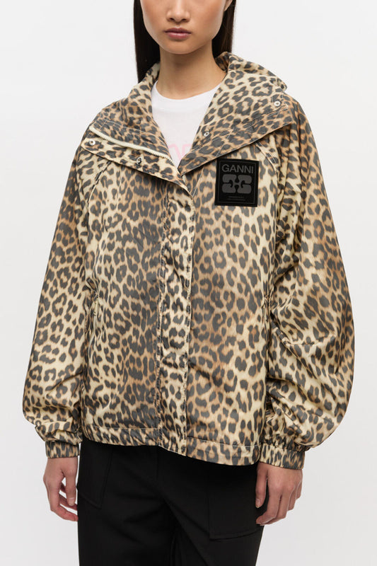 Leopard Print Nylon Jacket - GANNI