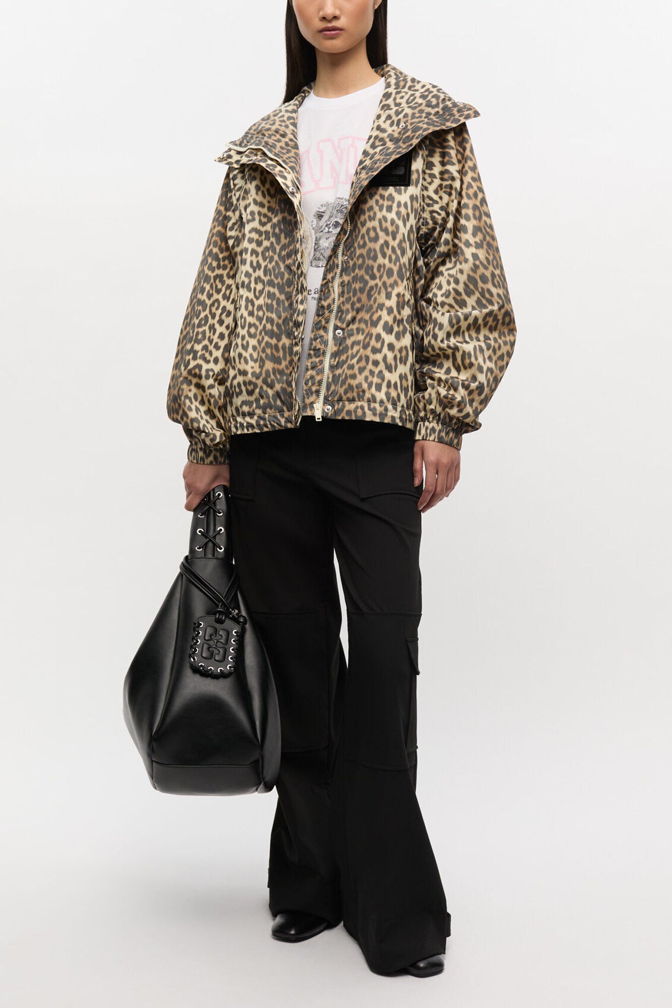 Leopard Print Nylon Jacket - GANNI