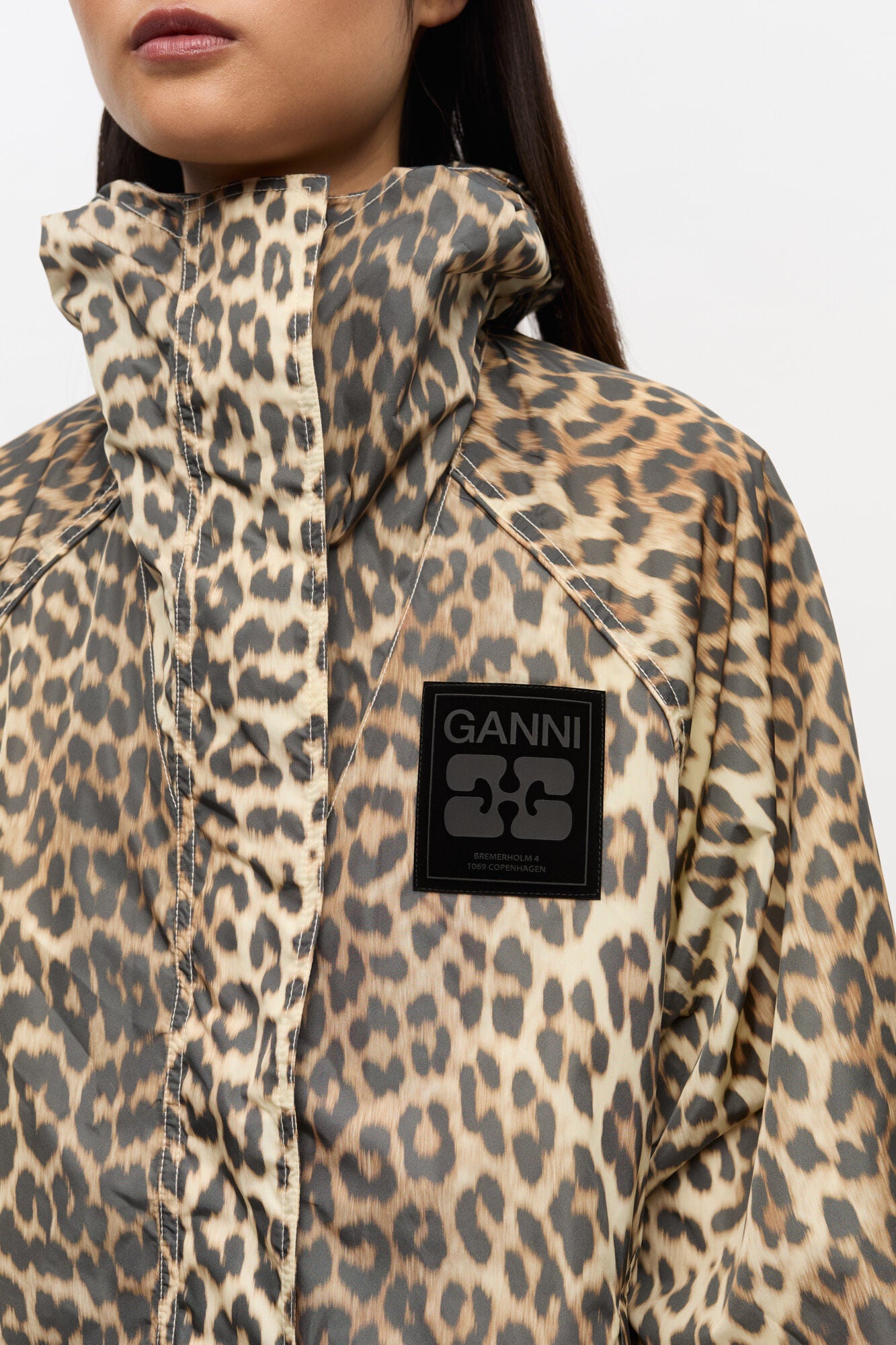 Leopard Print Nylon Jacket - GANNI