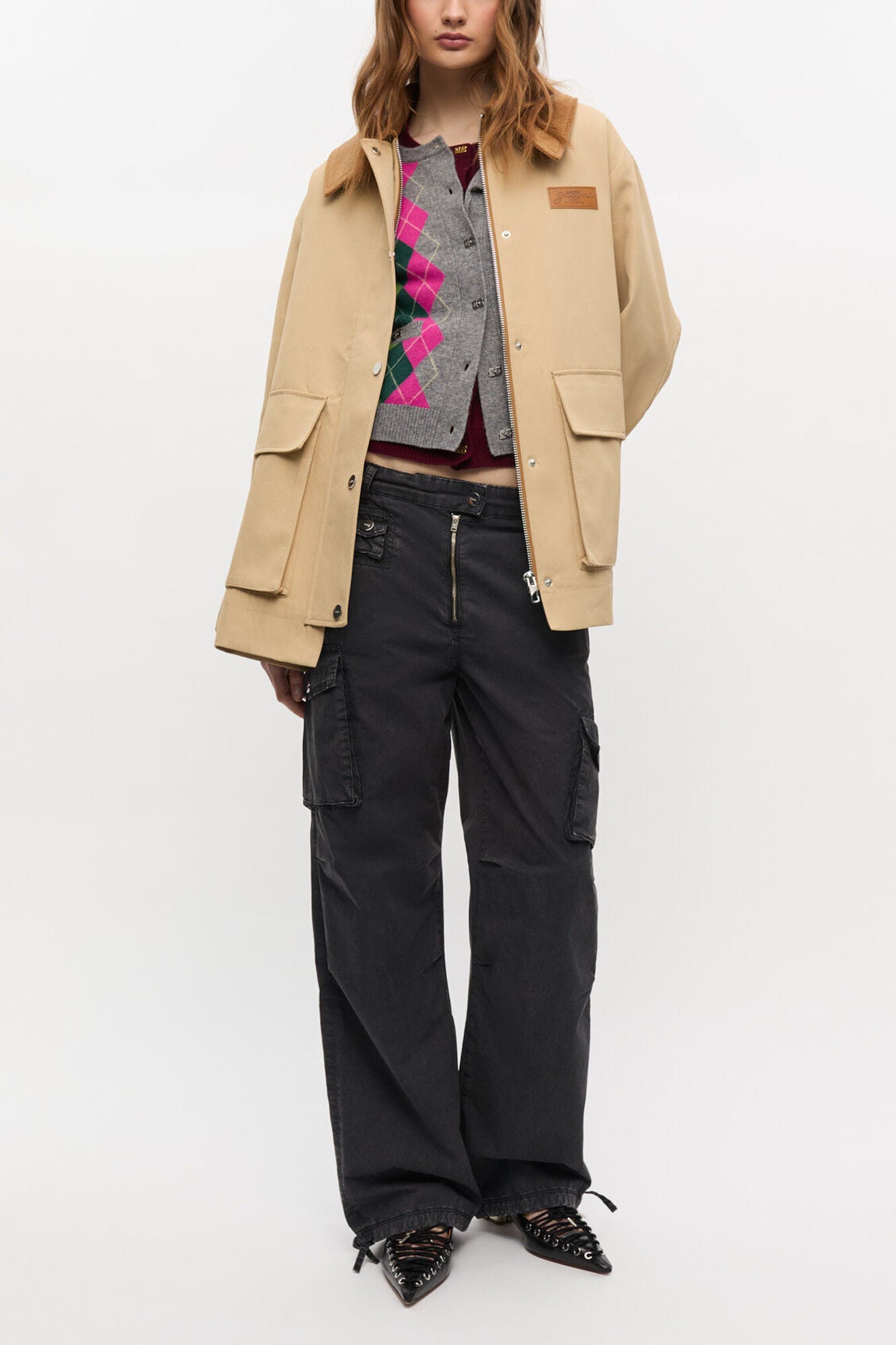 Camel Twill Midi Jacket - GANNI