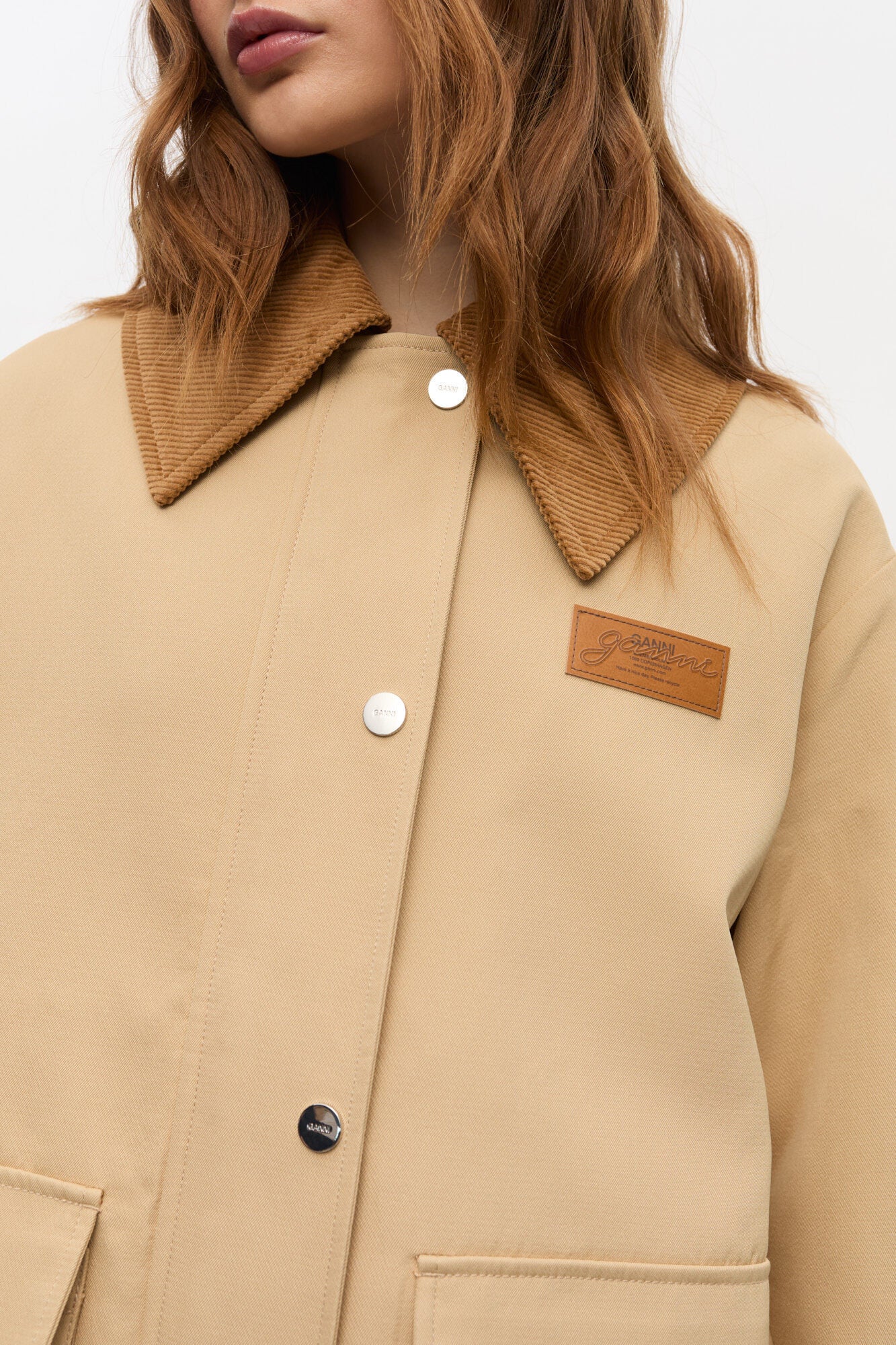 Camel Twill Midi Jacket - GANNI