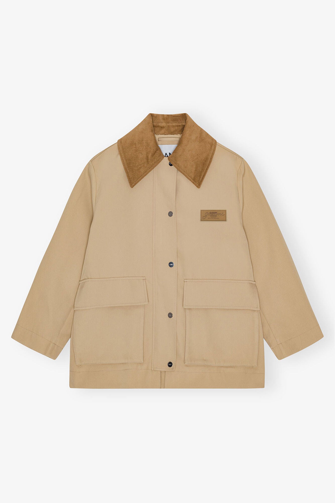 Camel Twill Midi Jacket - GANNI