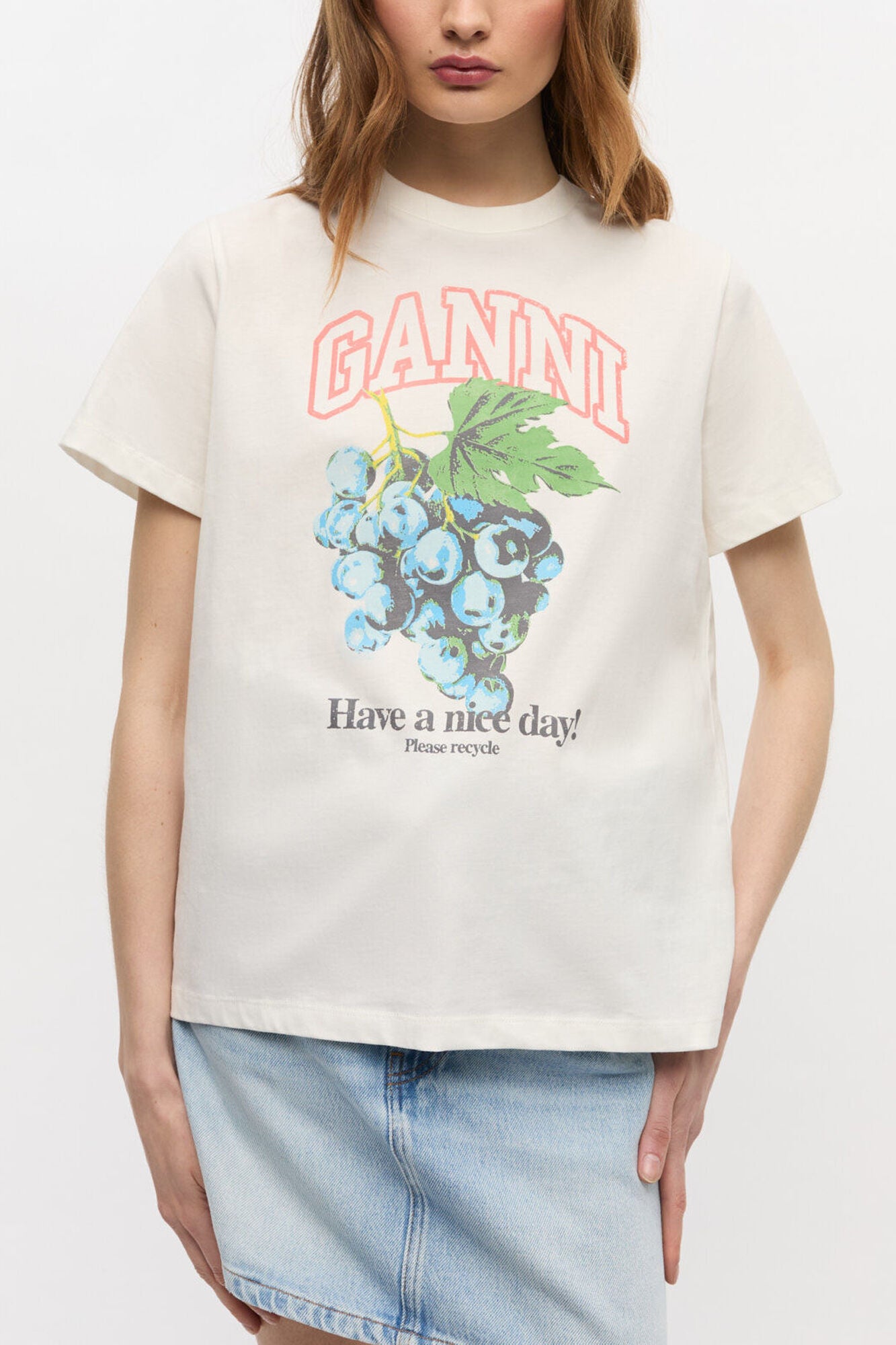Ivory Grapes Print T-shirt - GANNI