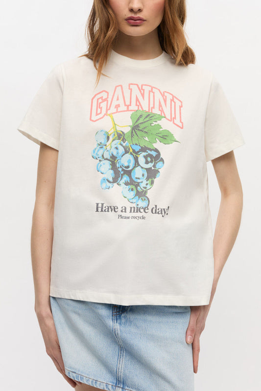 Ivory Grapes Print T-shirt - GANNI