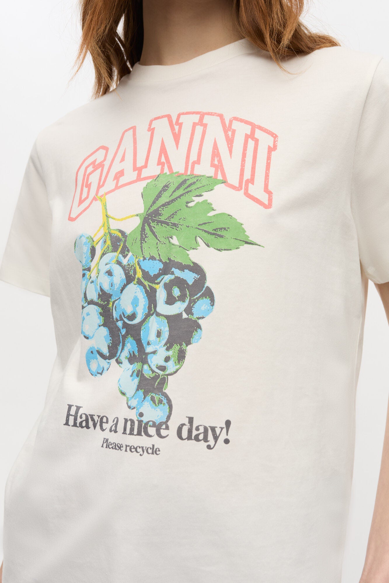 Ivory Grapes Print T-shirt - GANNI