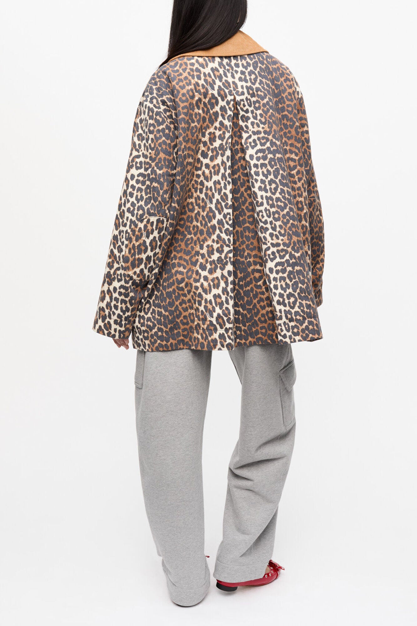 Leopard Printed Canvas Midi Jacket - GANNI