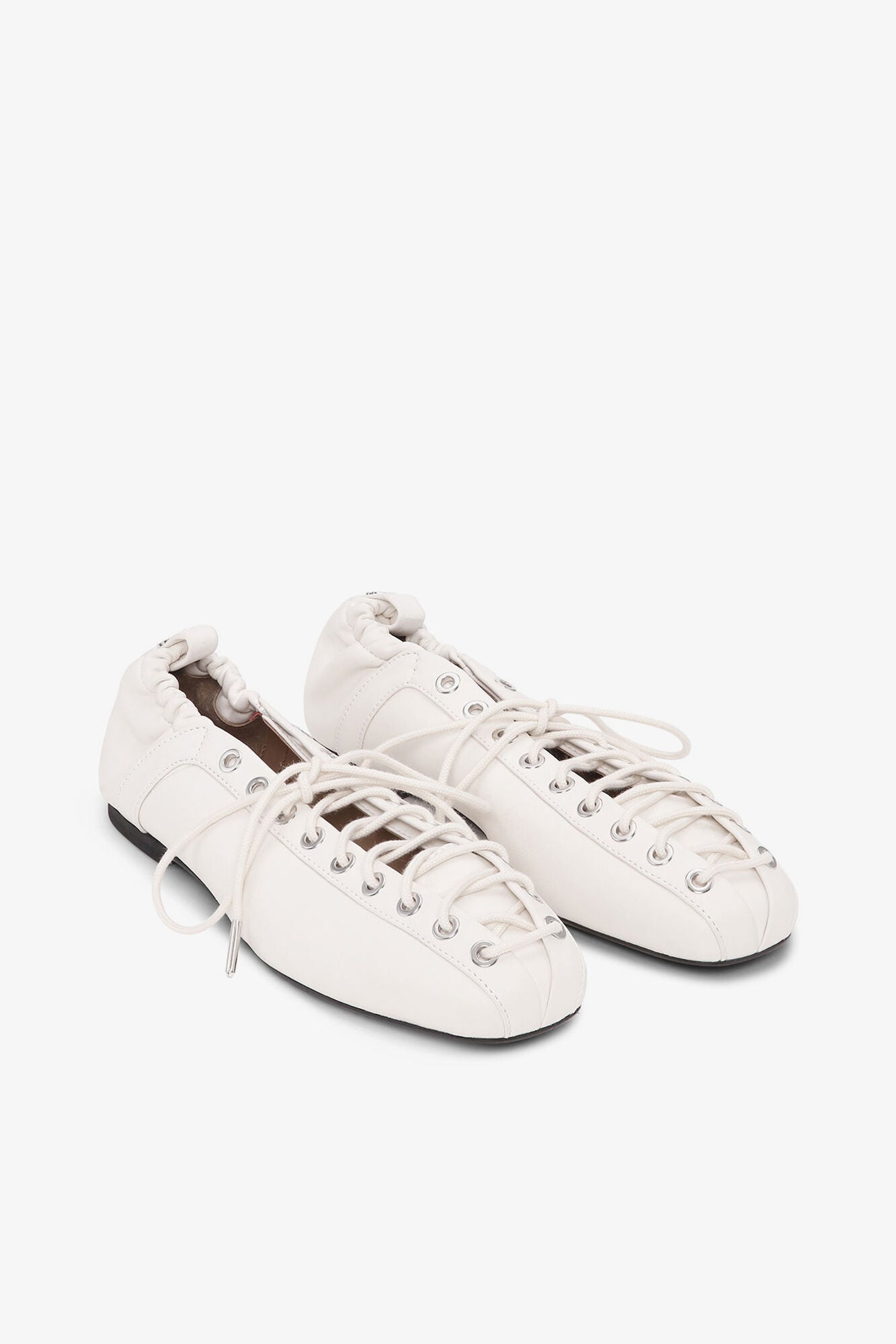 Lace-Up Ballerinas in Ivory - GANNI