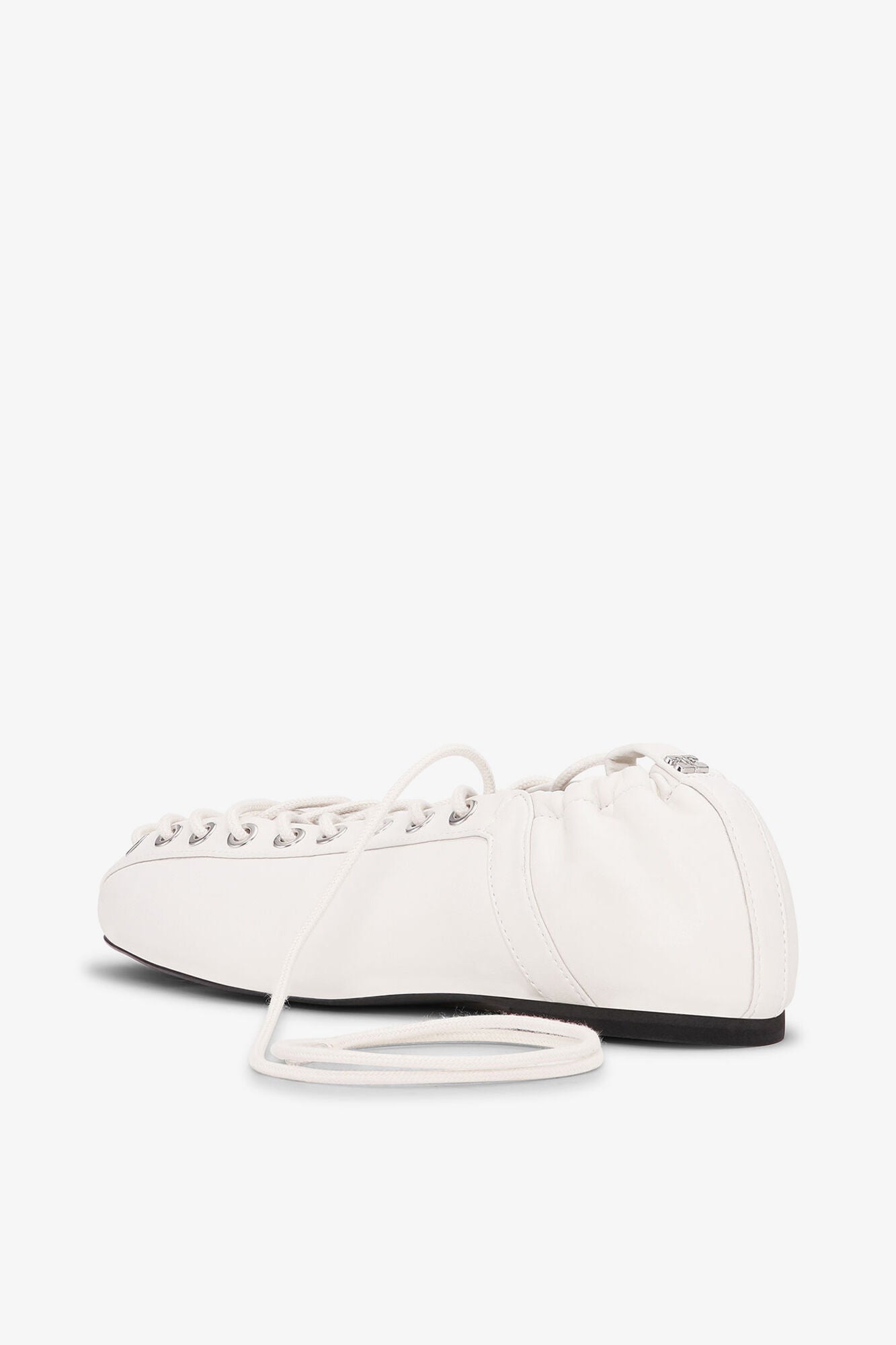 Lace-Up Ballerinas in Ivory - GANNI