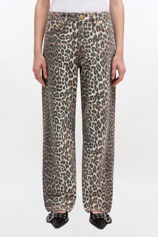 Izey Jeans in Leopard Print - GANNI