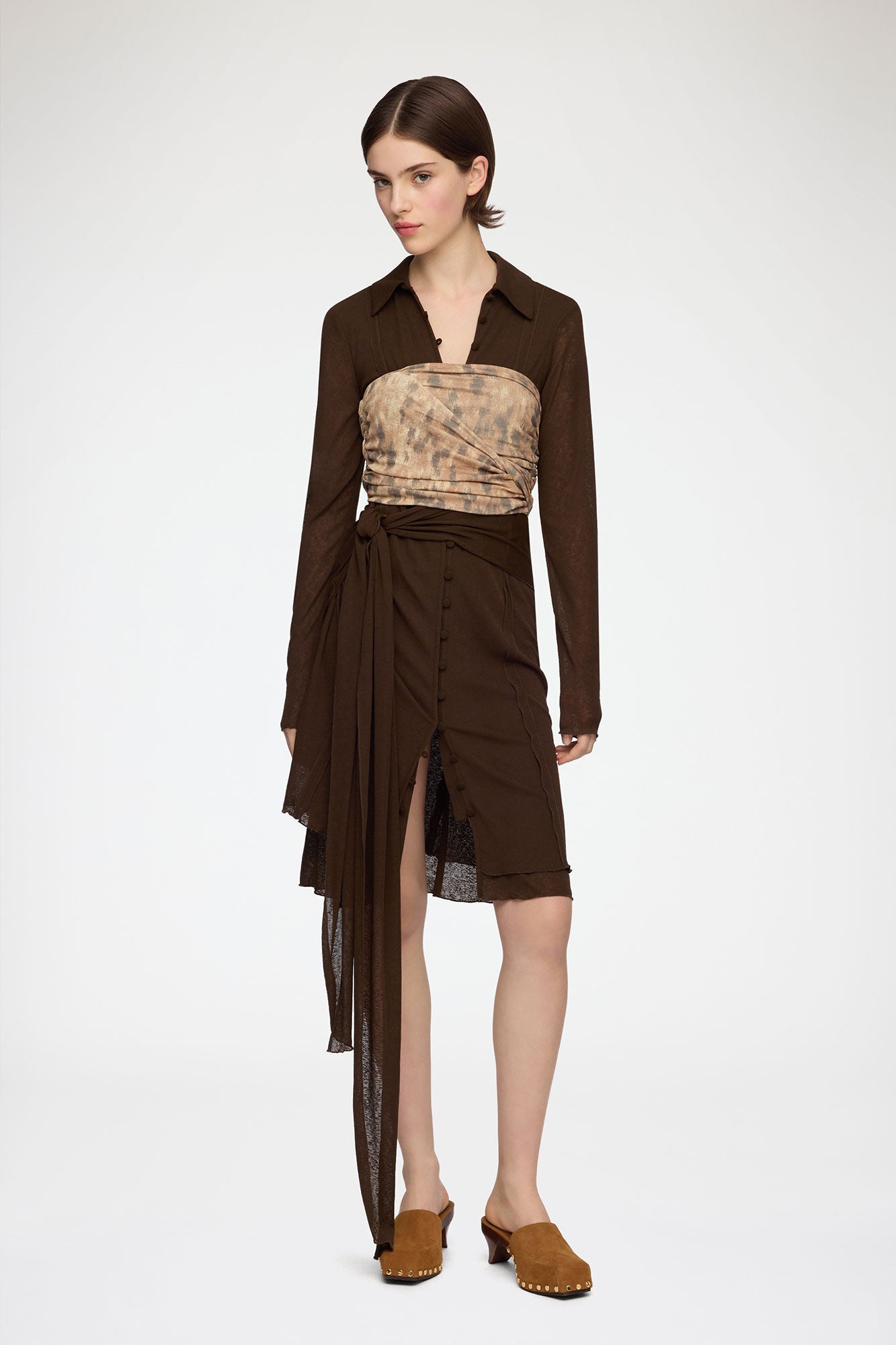 Bandeau Top in Printed Marl Mesh - GANNI