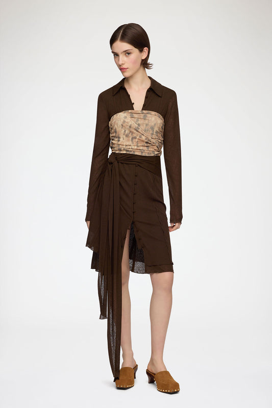 Bandeau Top in Printed Marl Mesh - GANNI