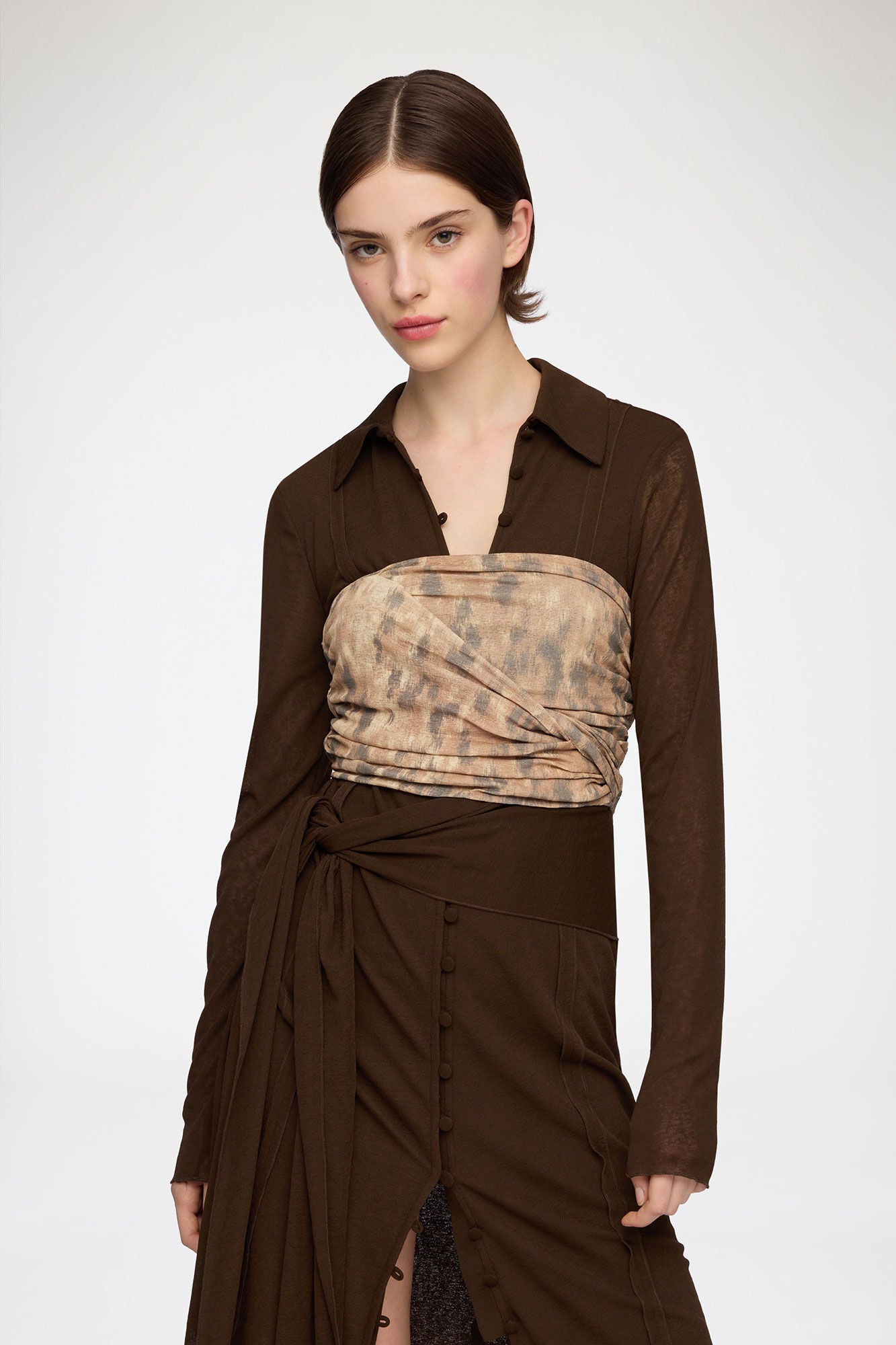 Bandeau Top in Printed Marl Mesh - GANNI