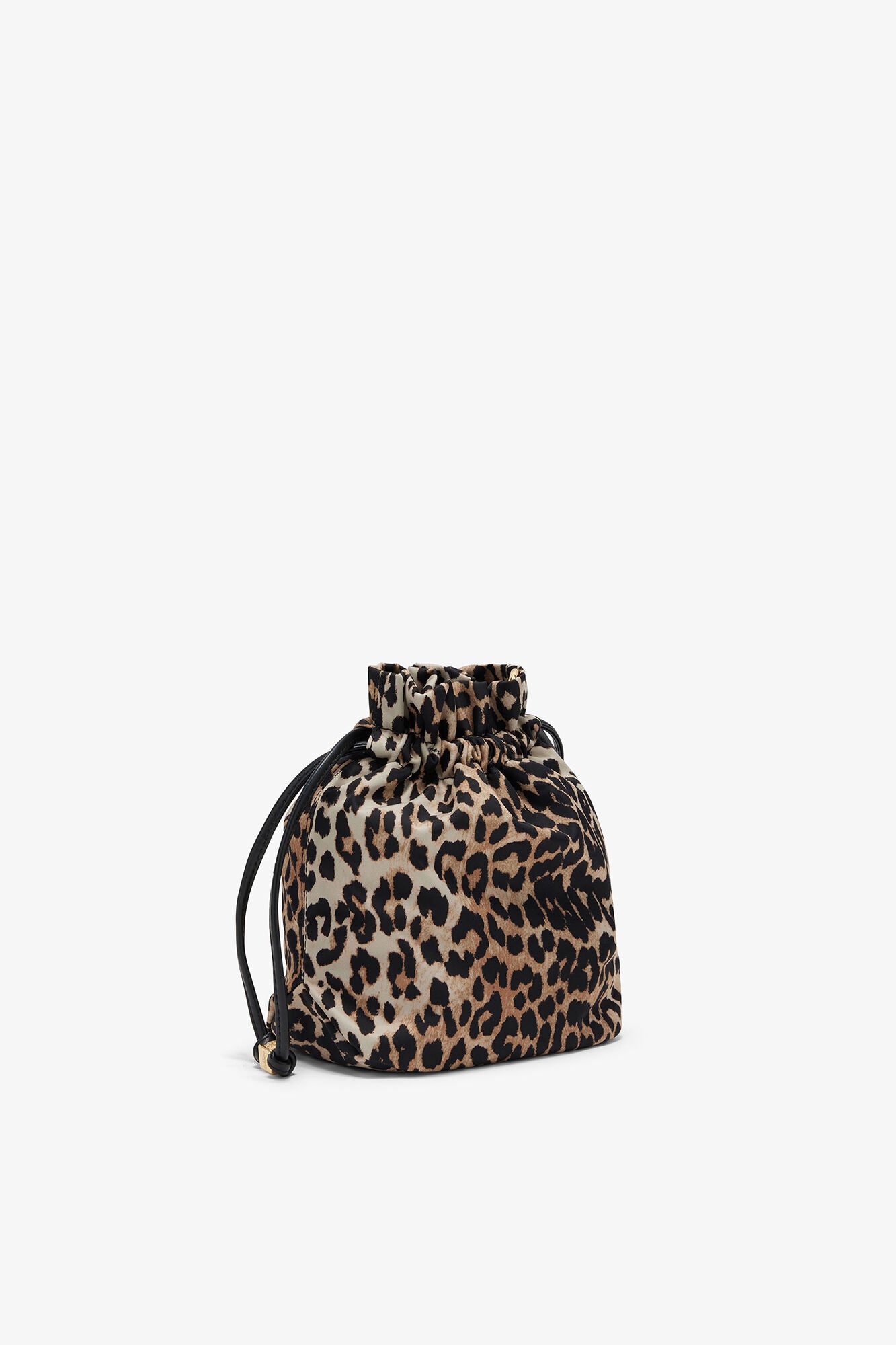 Almond Milk Printed Bou Bucket Pouch in Leopard - GANNI