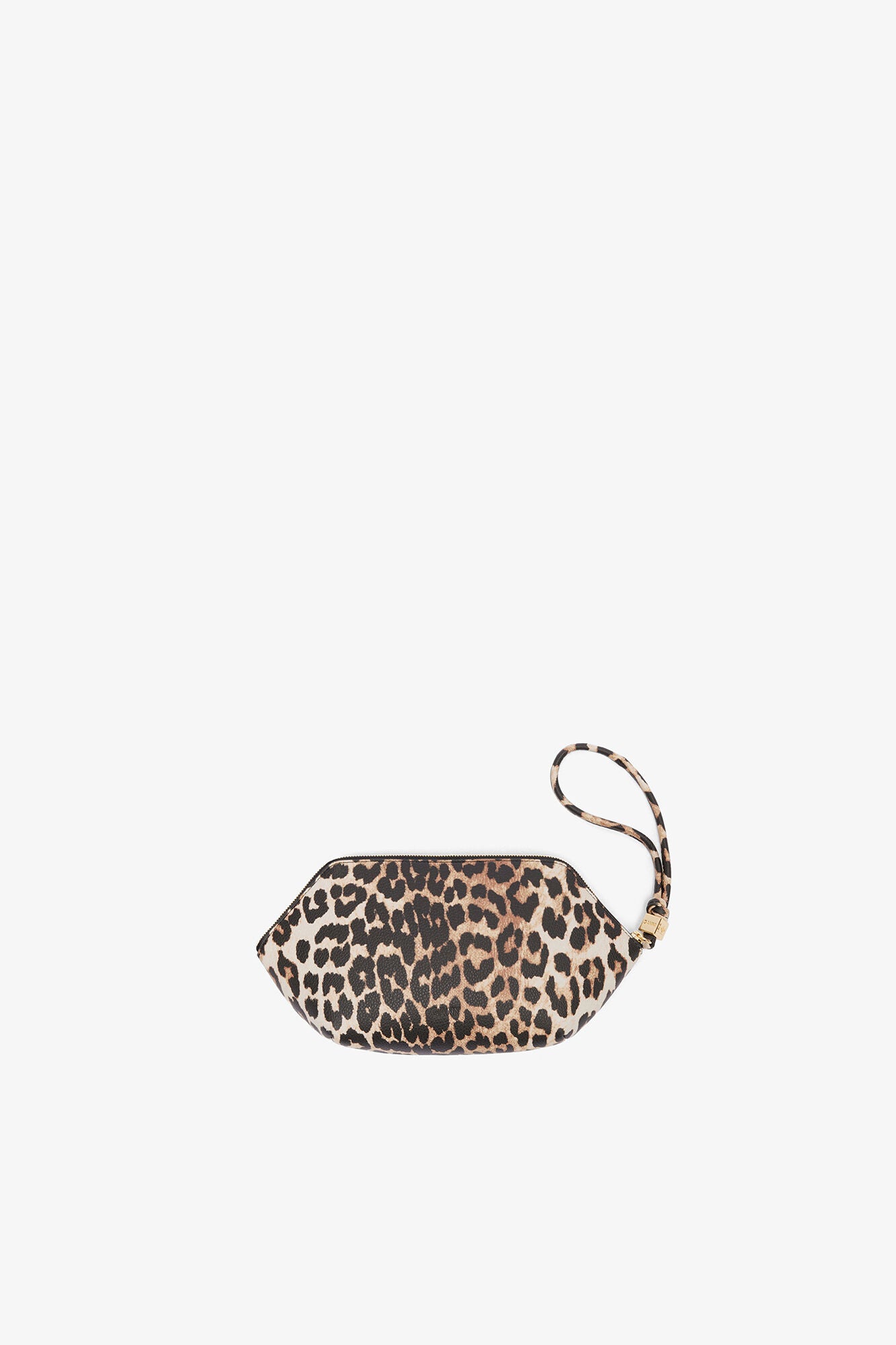 Almond Milk Bou Make Up Pouch in Grained Leopard - GANNI