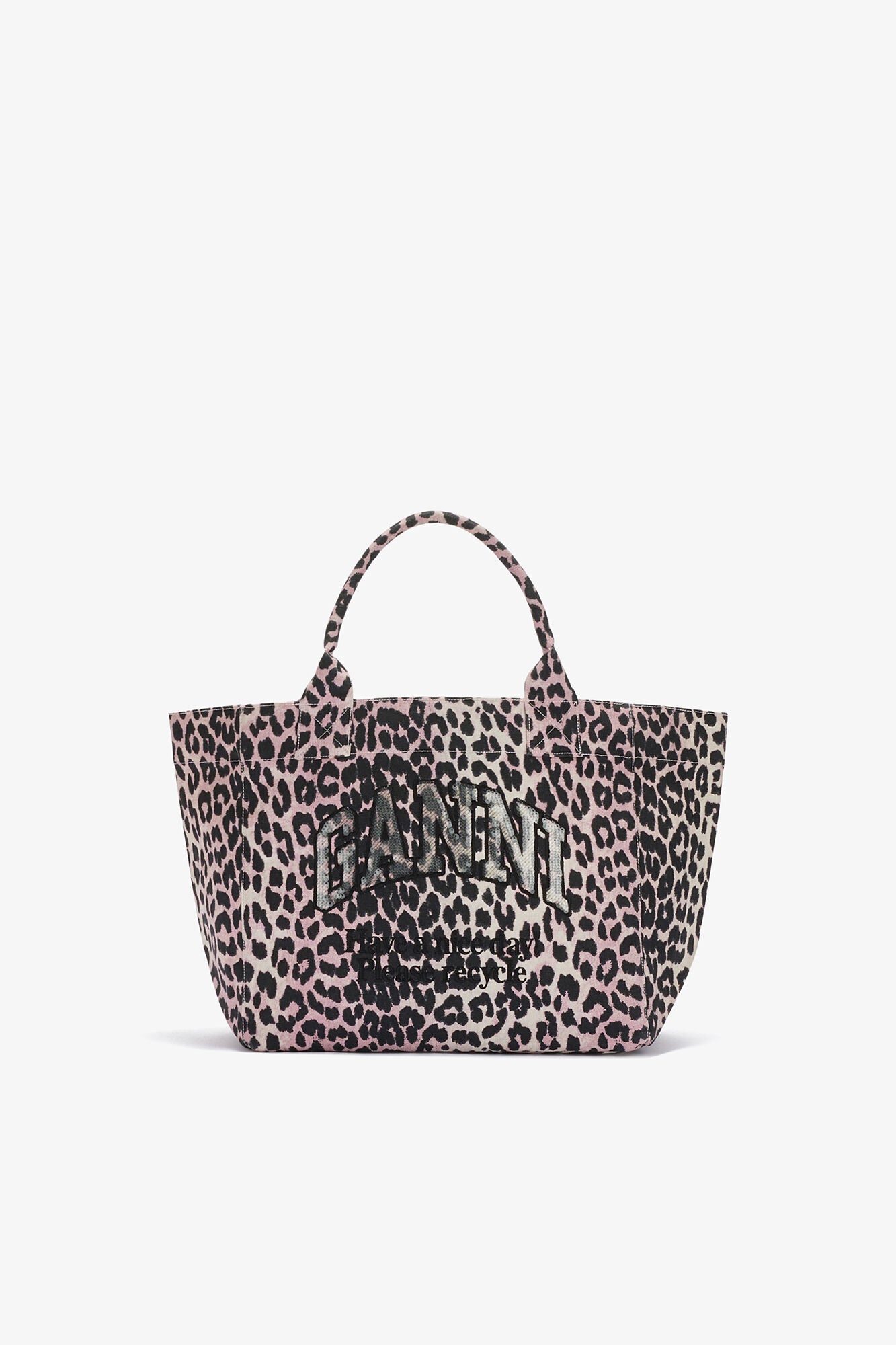 Bleached Mauve Leopard Medium Tote - GANNI