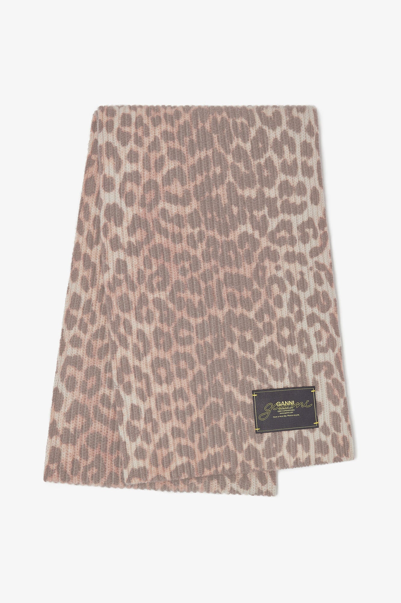Leopard Leopard Wool Knit Scarf - GANNI