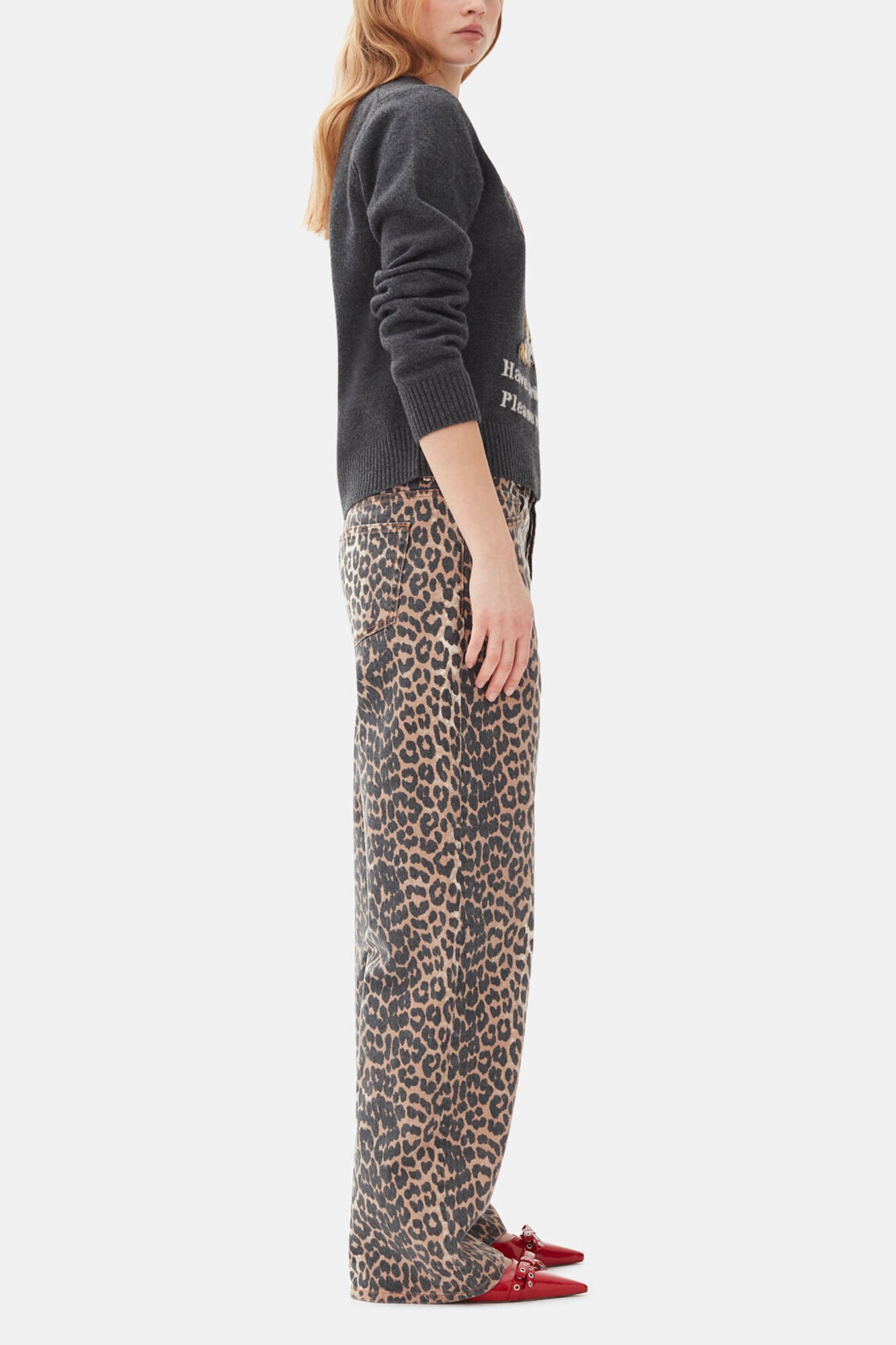 Dark Grey Graphic Tiger Sweater - GANNI