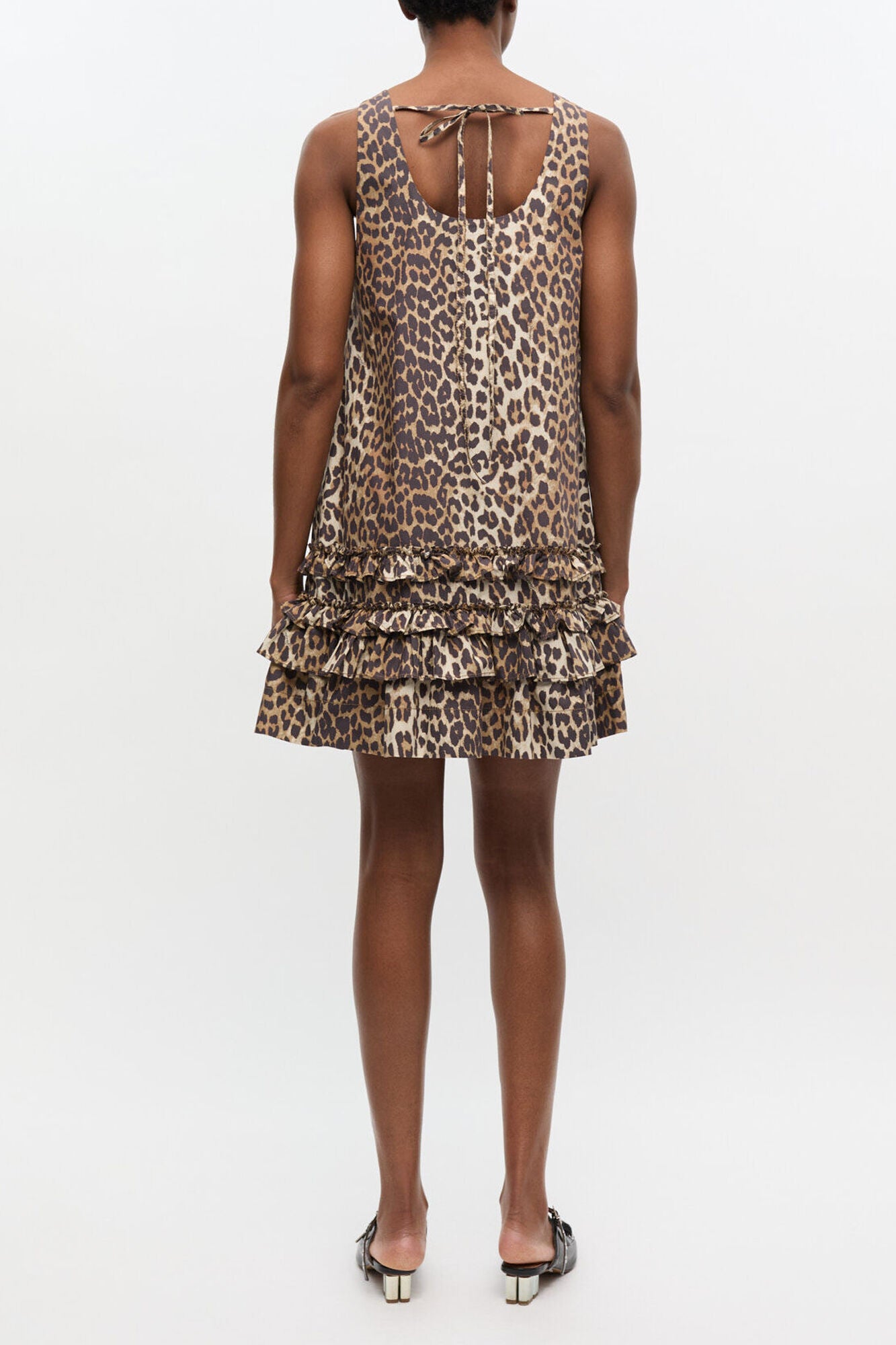 Leopard Cotton Poplin Mini Dress - GANNI