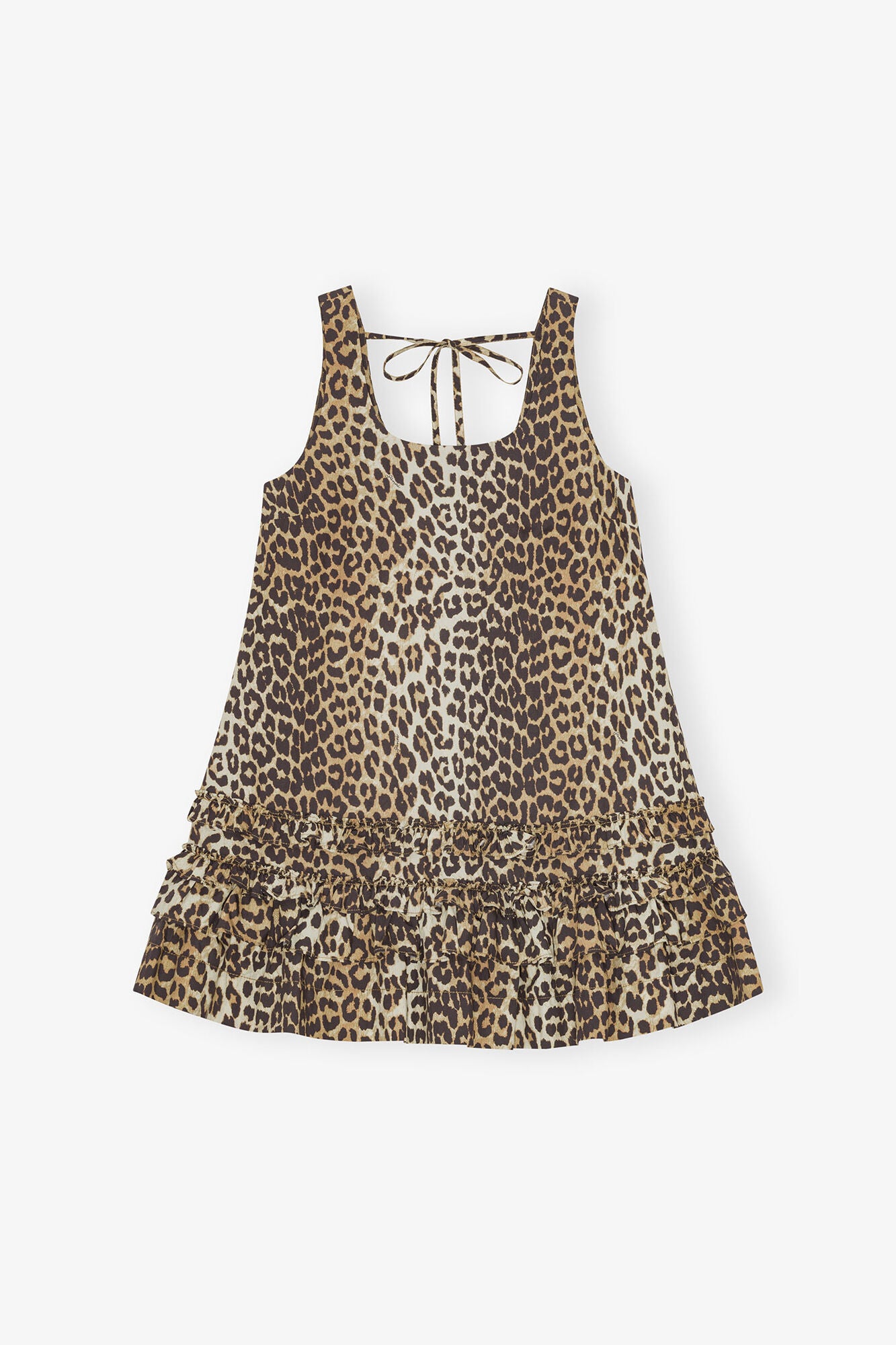 Leopard Cotton Poplin Mini Dress - GANNI