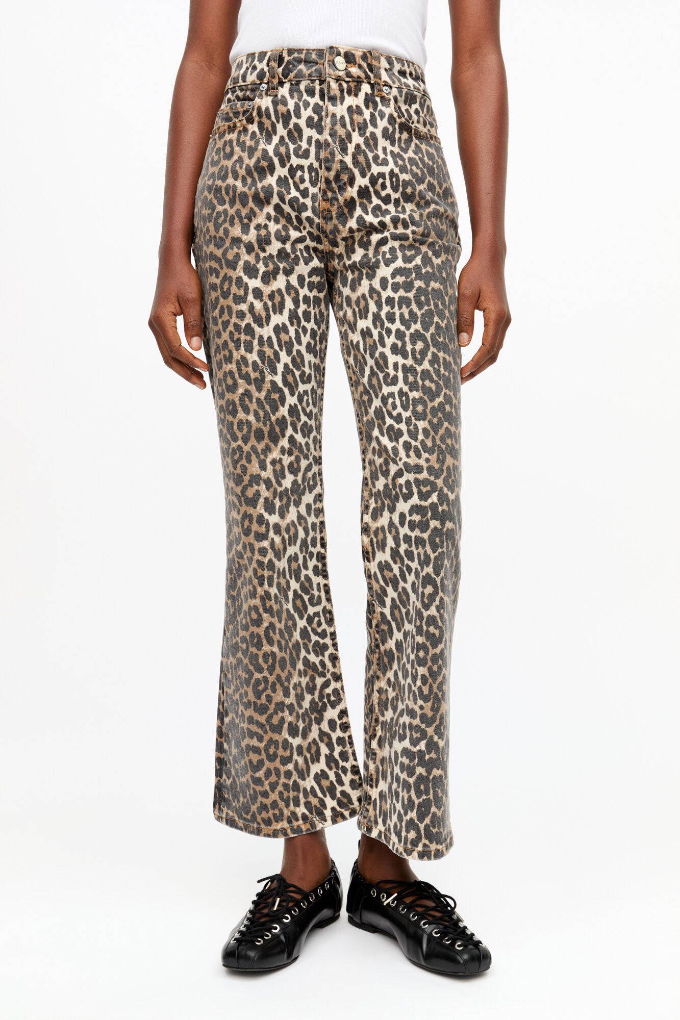 Betzy Cropped Jeans in Leopard Print - GANNI