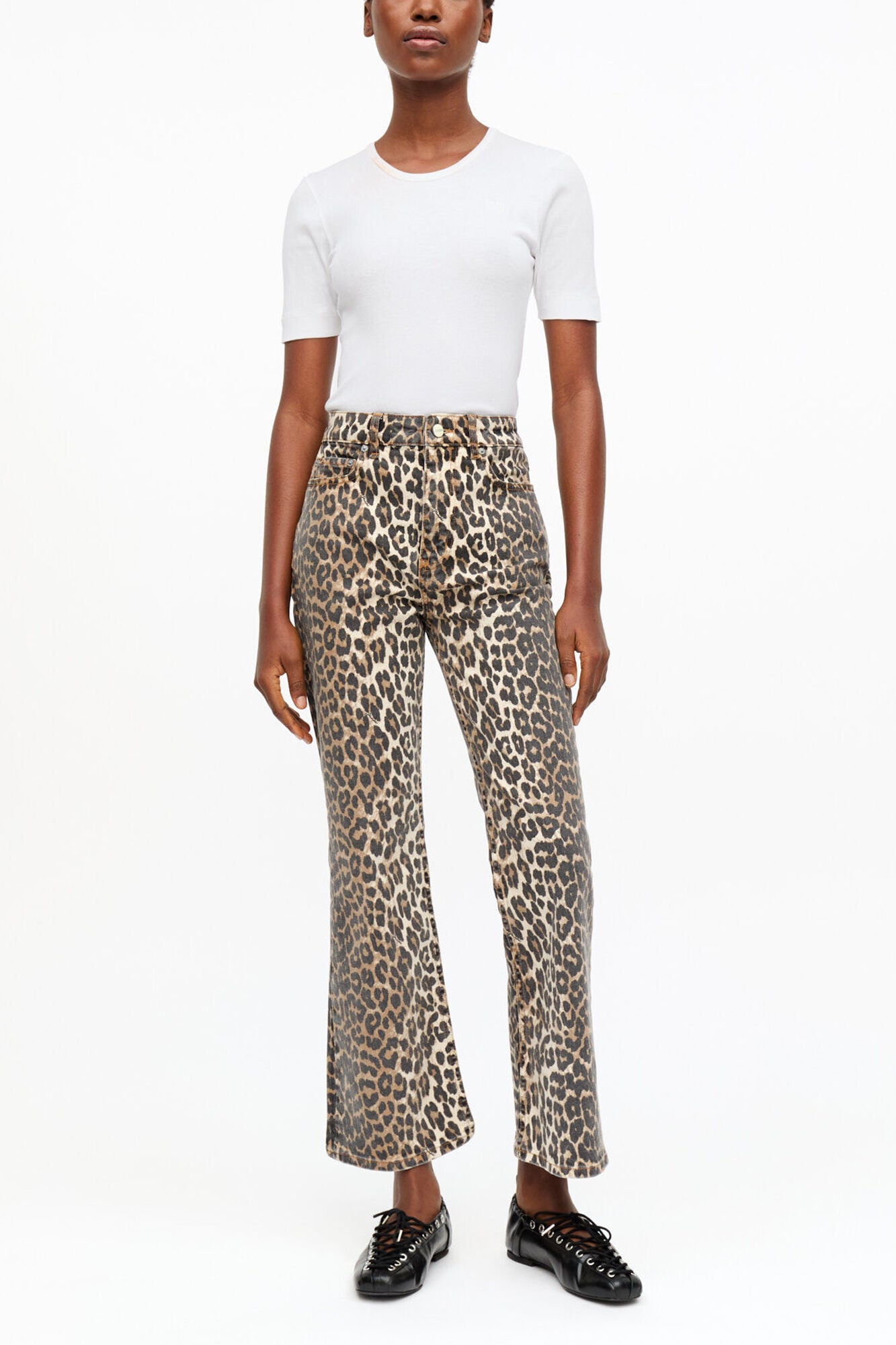 Betzy Cropped Jeans in Leopard Print - GANNI