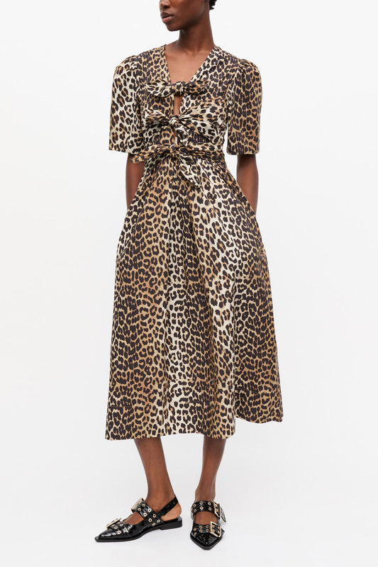 Leopard Printed Cotton Dress - GANNI