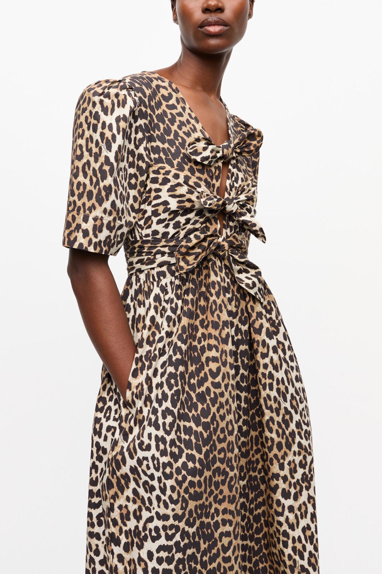 Leopard Printed Cotton Dress - GANNI