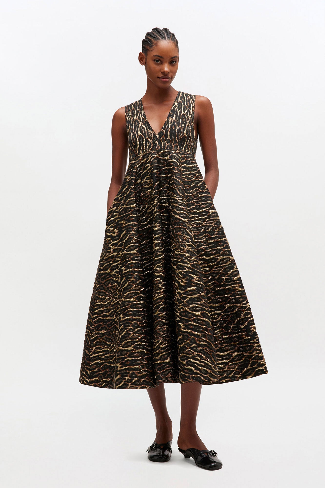 Metallic Cloque Long Dress - GANNI
