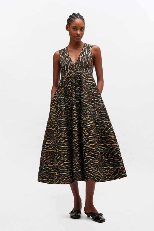 Metallic Cloque Long Dress - GANNI