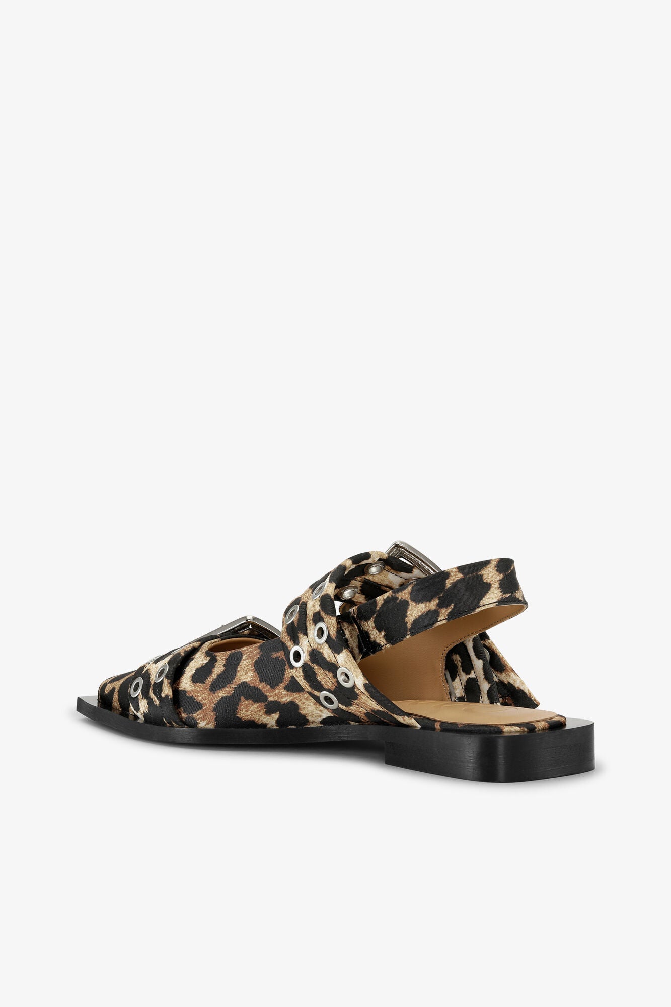 Feminine Buckle Ballerinas in Leopard Satin - GANNI