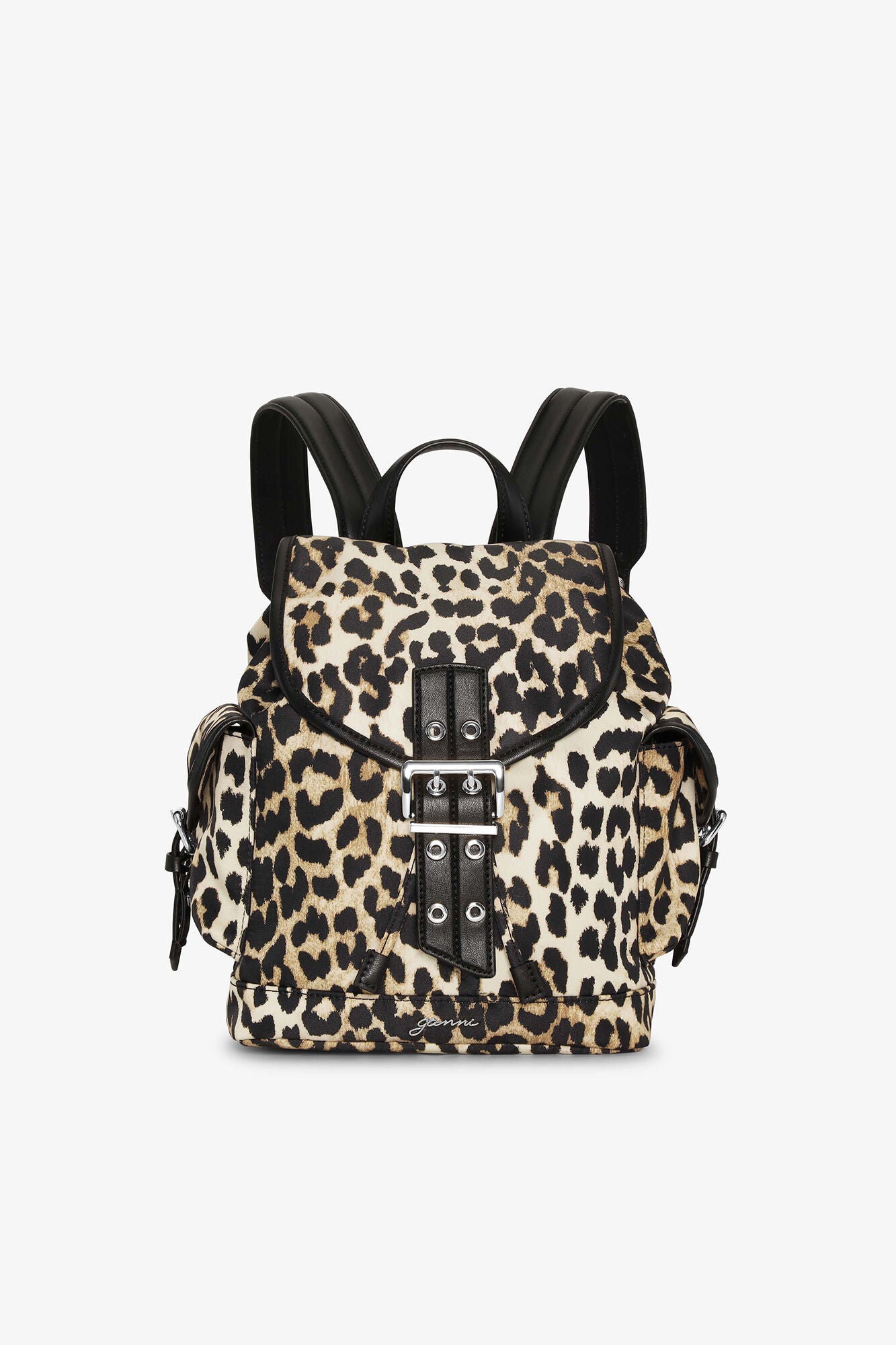 Leopard Leopard Small Nylon Bucky Backpack - GANNI