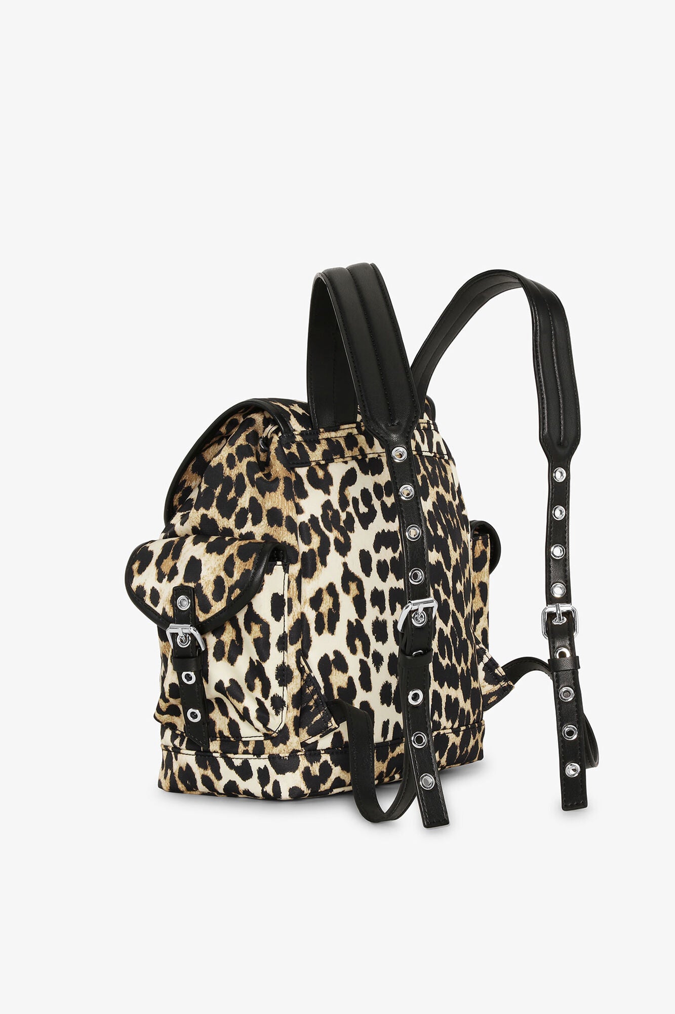 Leopard Leopard Small Nylon Bucky Backpack - GANNI