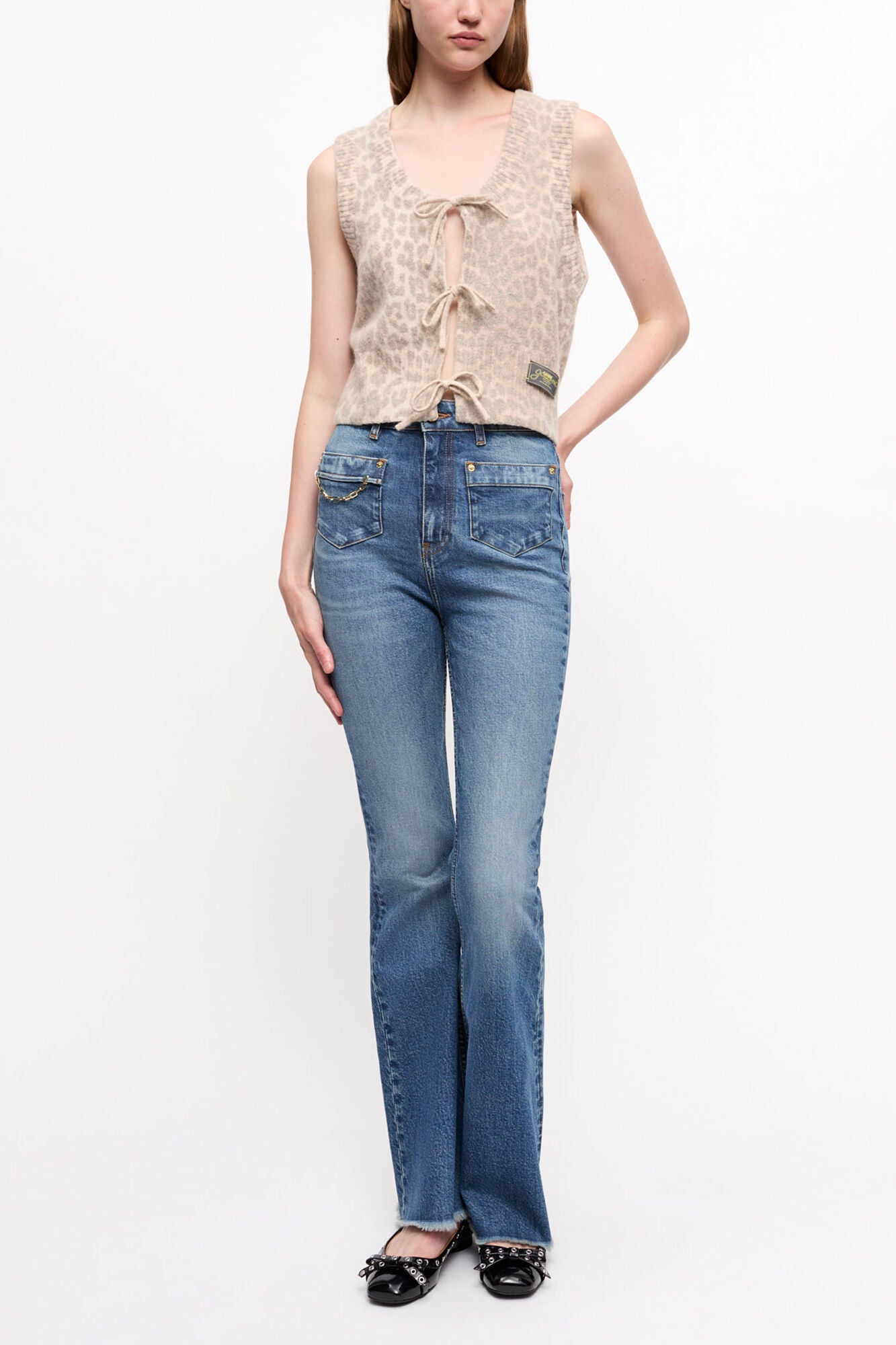 Leopard Tie String Vest - GANNI