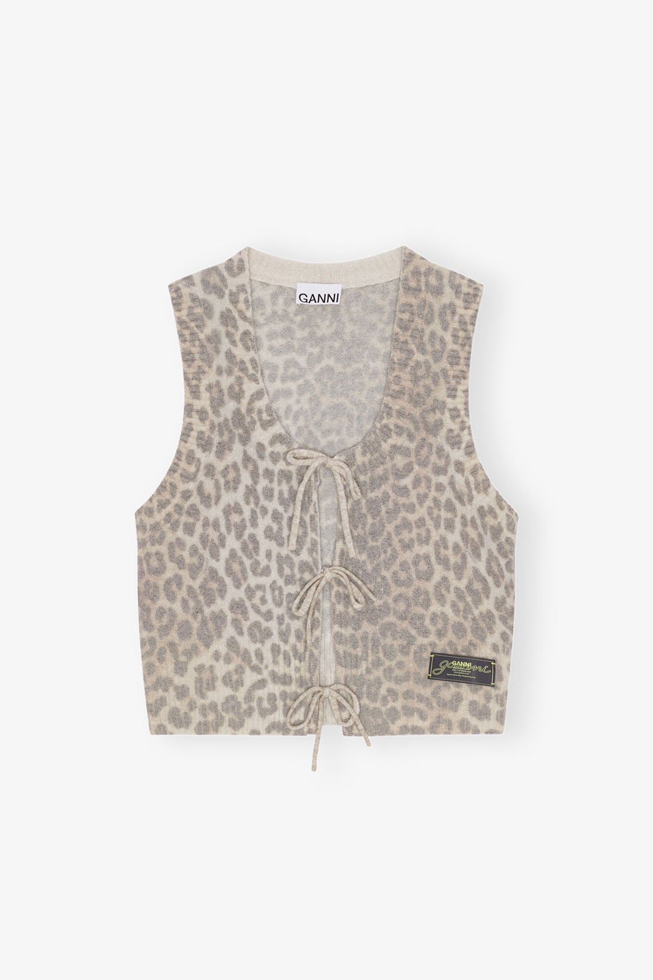 Leopard Tie String Vest - GANNI