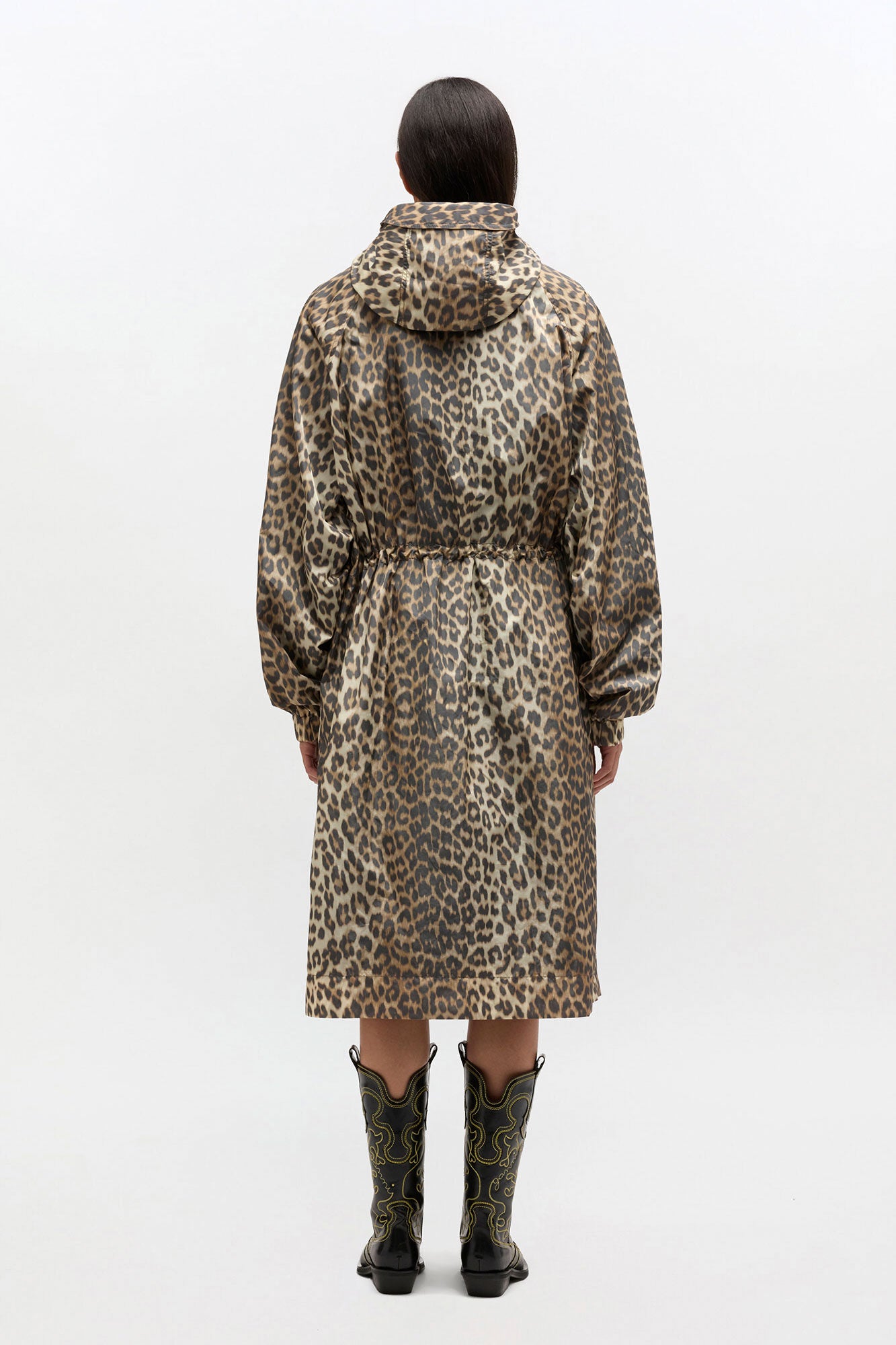 Leopard Nylon Parka Coat - GANNI