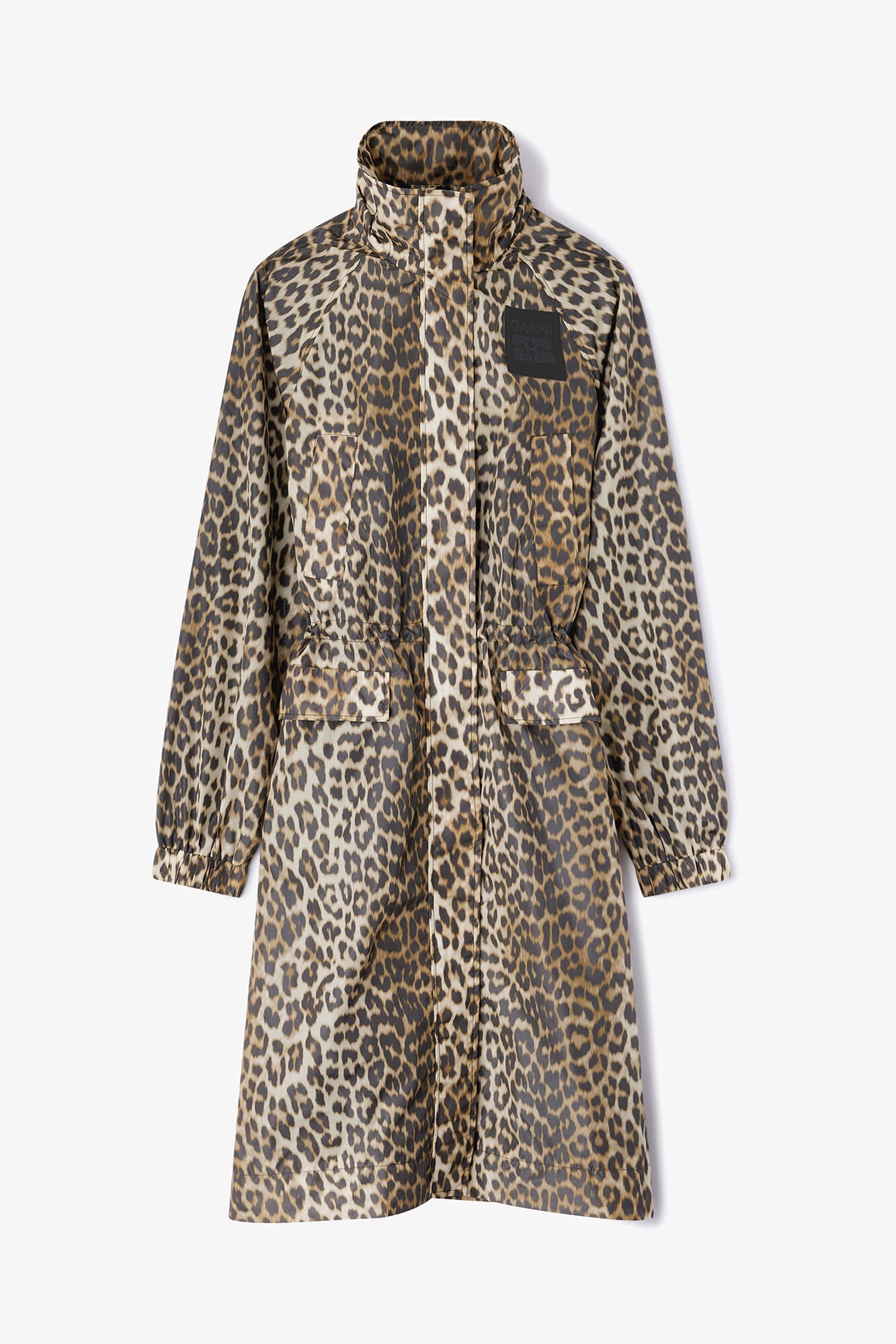 Leopard Nylon Parka Coat - GANNI