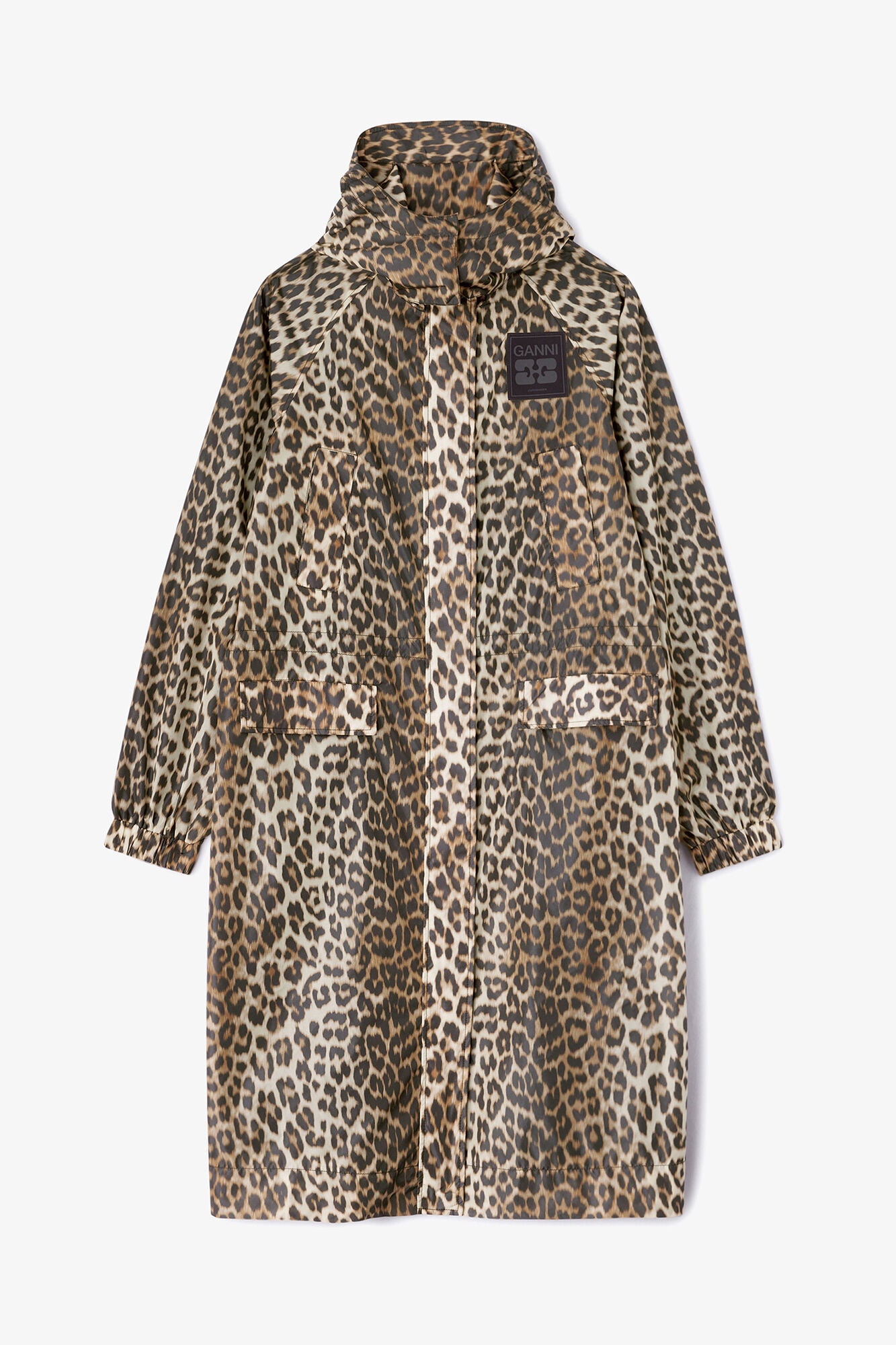 Leopard Nylon Parka Coat - GANNI
