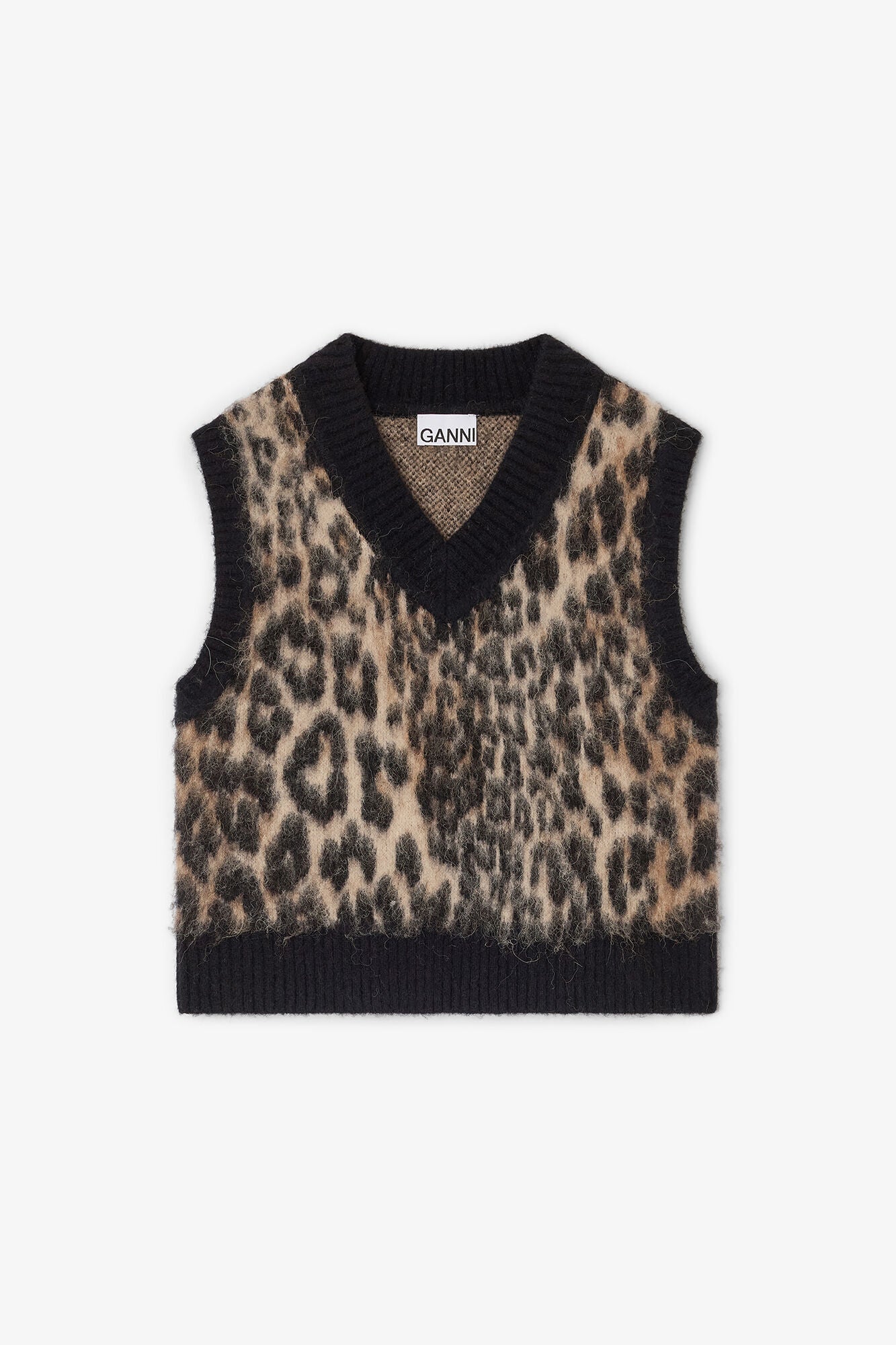 Leopard V-neck Vest - GANNI