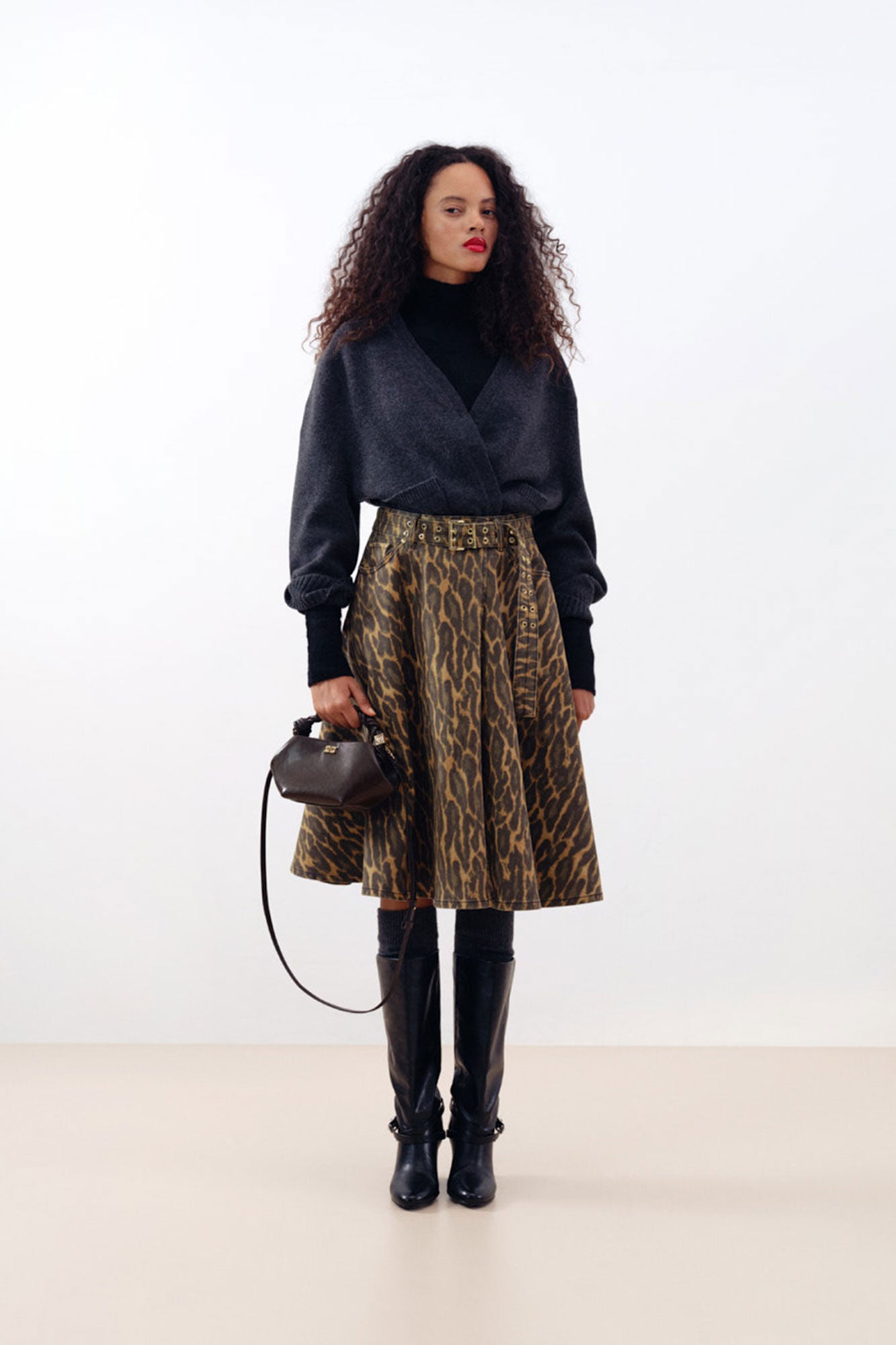 Leopard Denim Wrap Skirt - GANNI