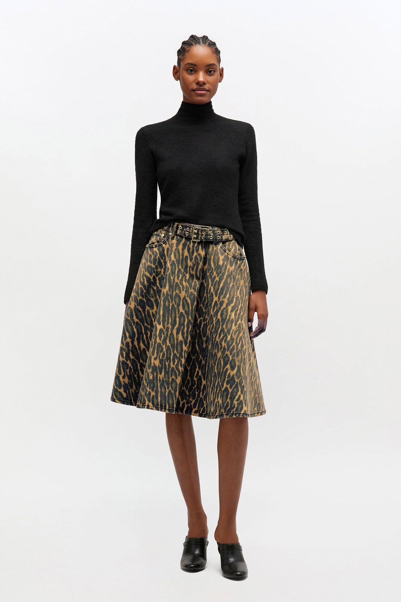 Leopard Denim Wrap Skirt - GANNI