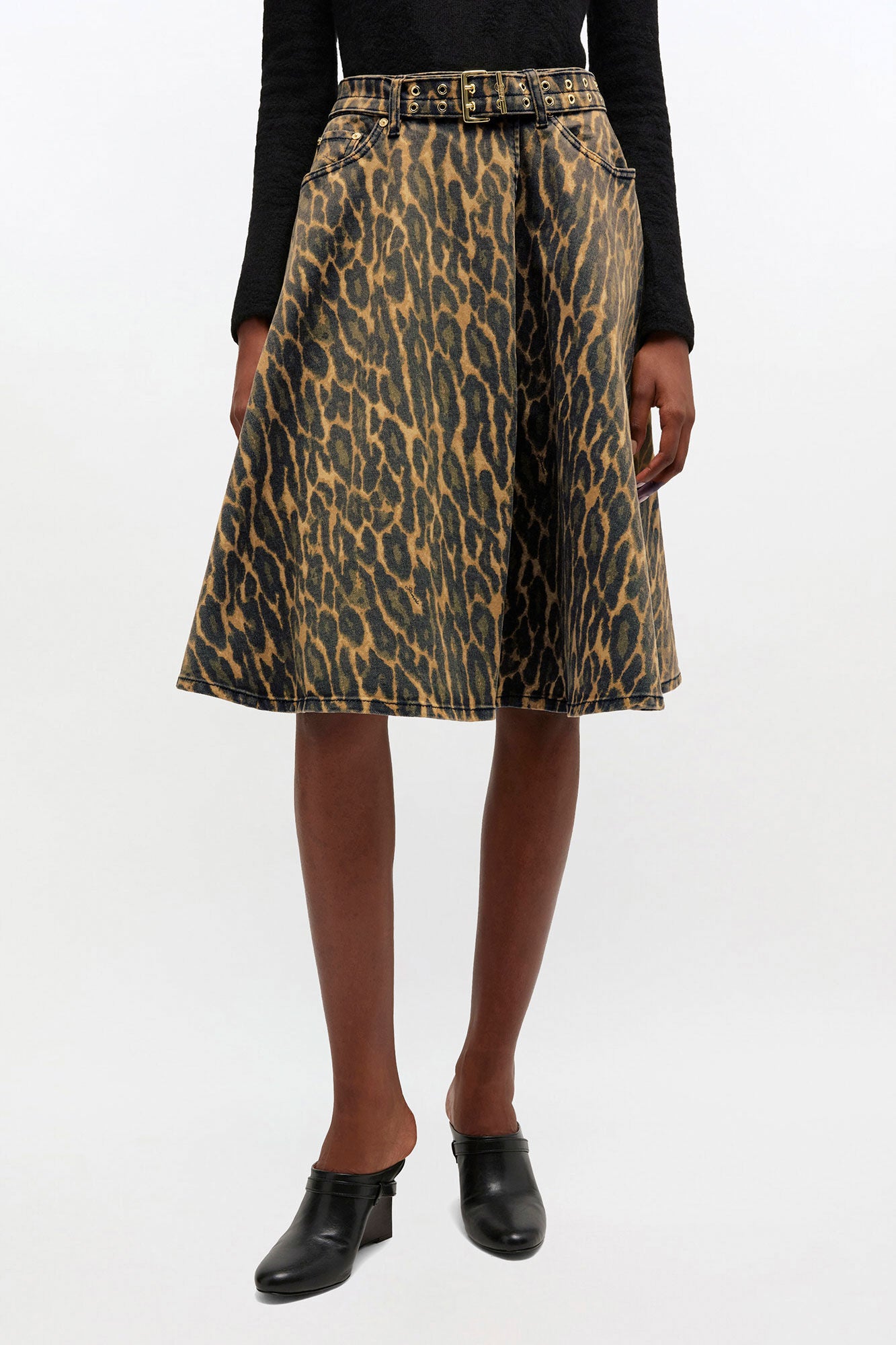 Leopard Denim Wrap Skirt - GANNI