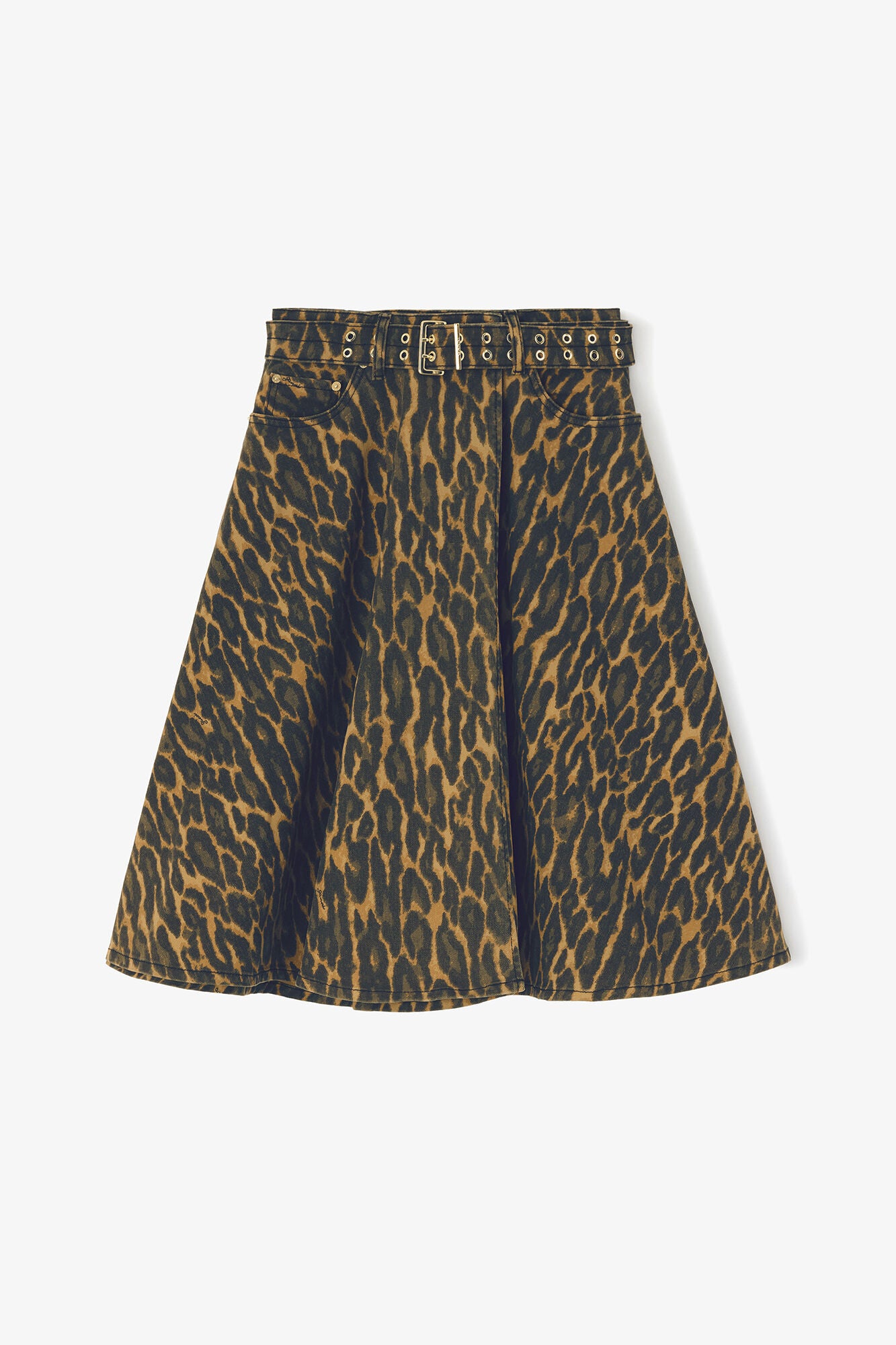 Leopard Denim Wrap Skirt - GANNI