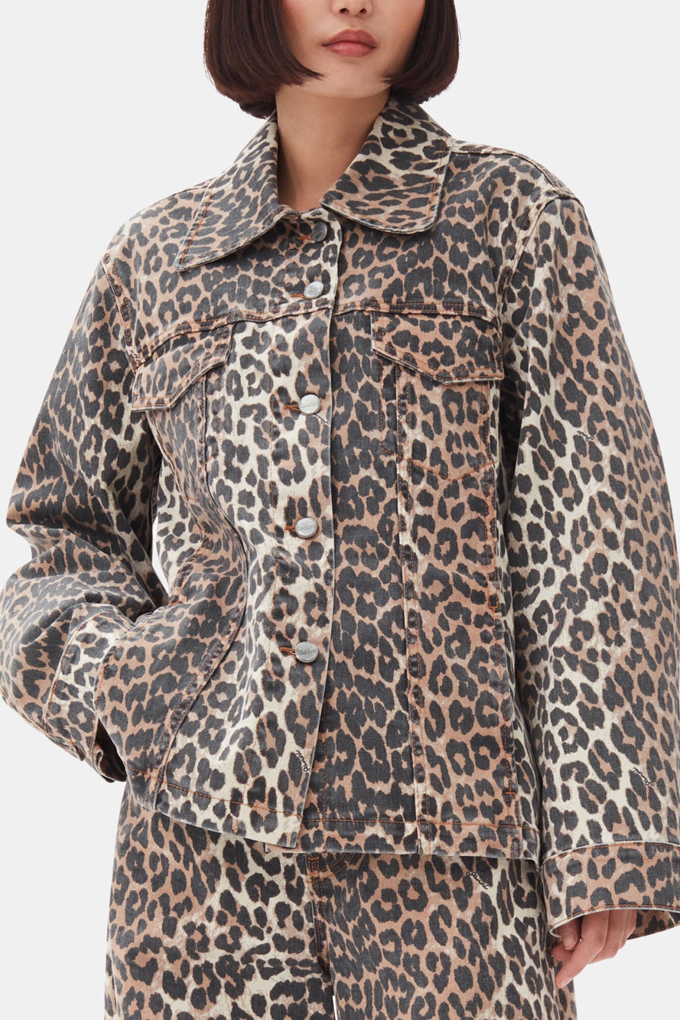 Leopard Denim Jacket - GANNI