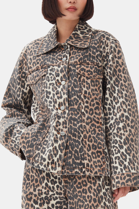 Leopard Denim Jacket - GANNI