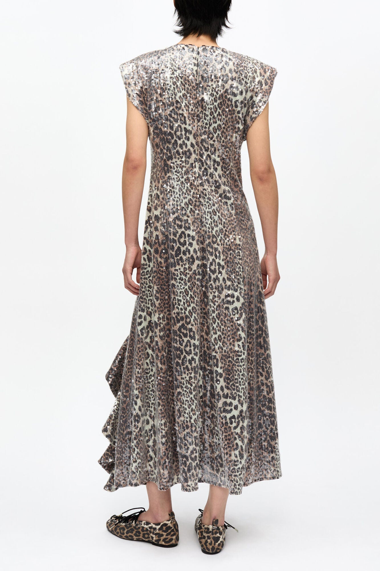 Leopard Stretch Sequins Long Dress - GANNI