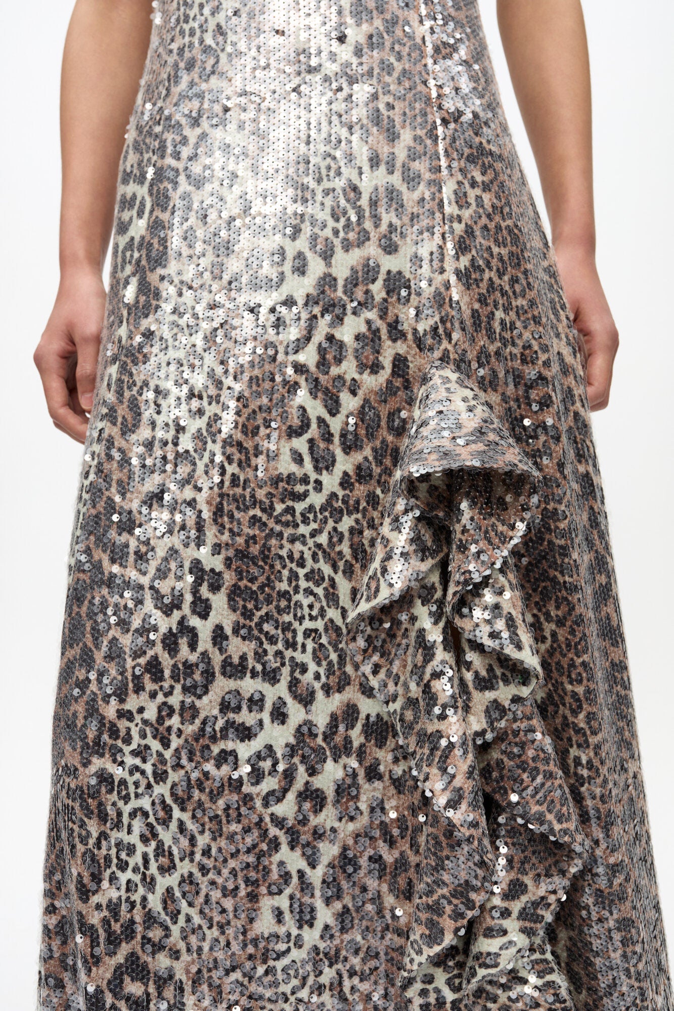 Leopard Stretch Sequins Long Dress - GANNI