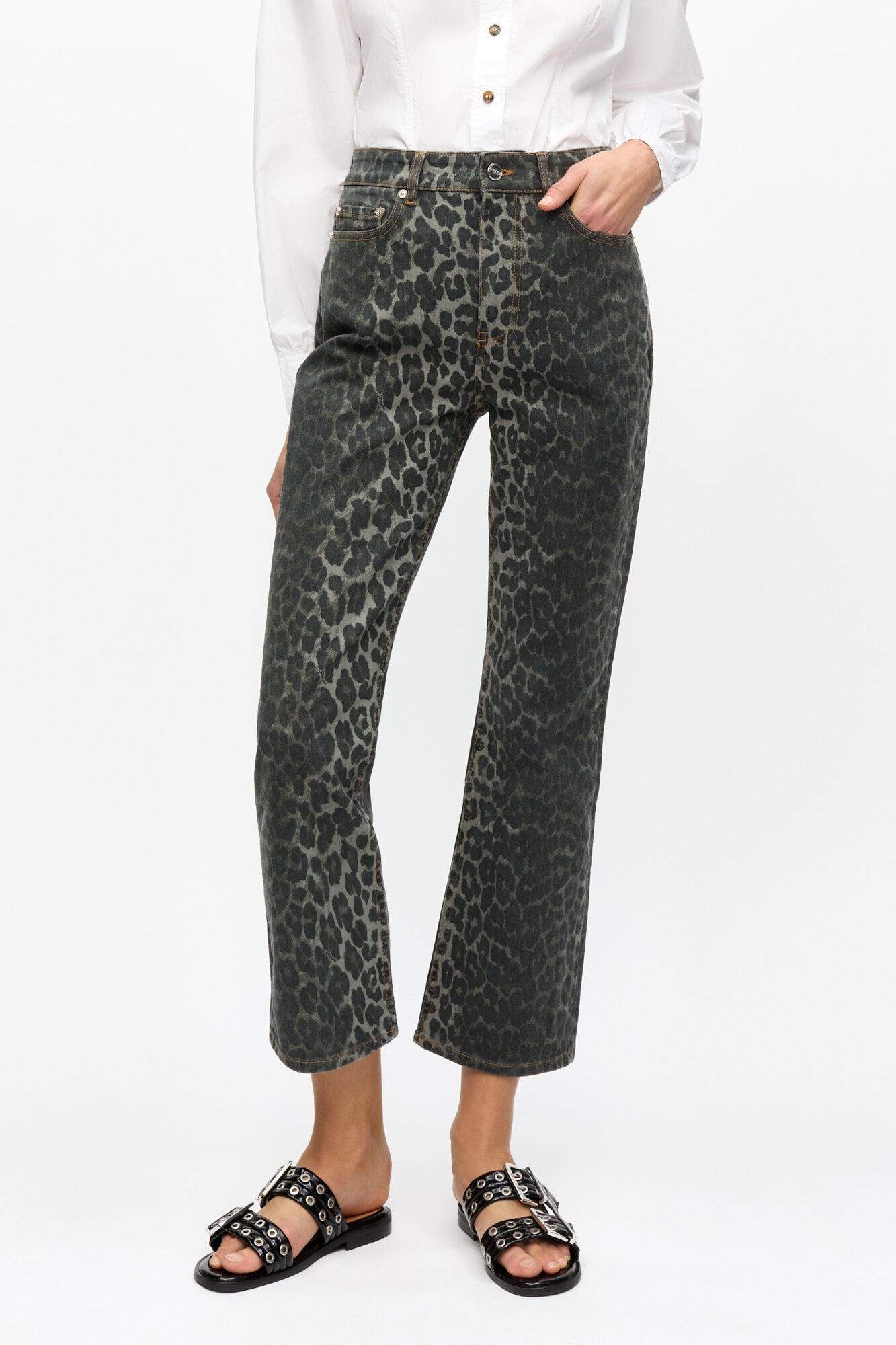 Grey Leopard Betzy Jeans - GANNI
