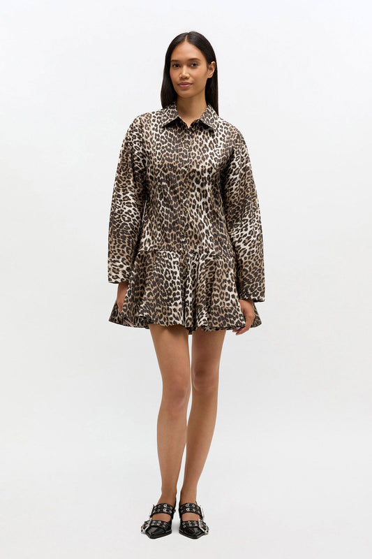 Leopard Shirt Dress - GANNI